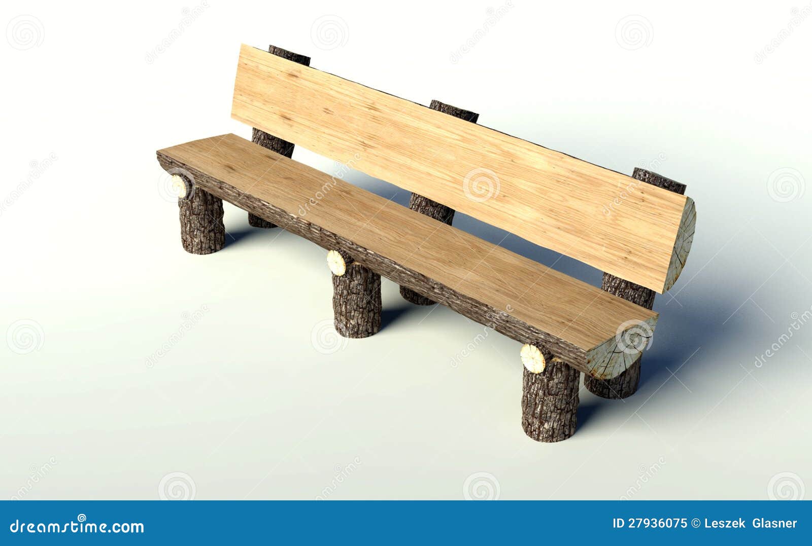 Wooden Bench Made of Tree Trunks Stock Illustration Illustration of