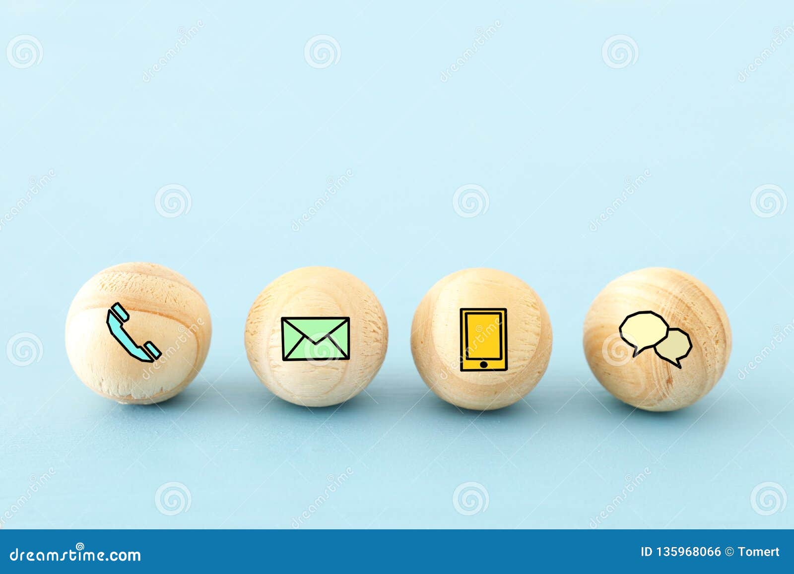 wooden bids with contact us icons.