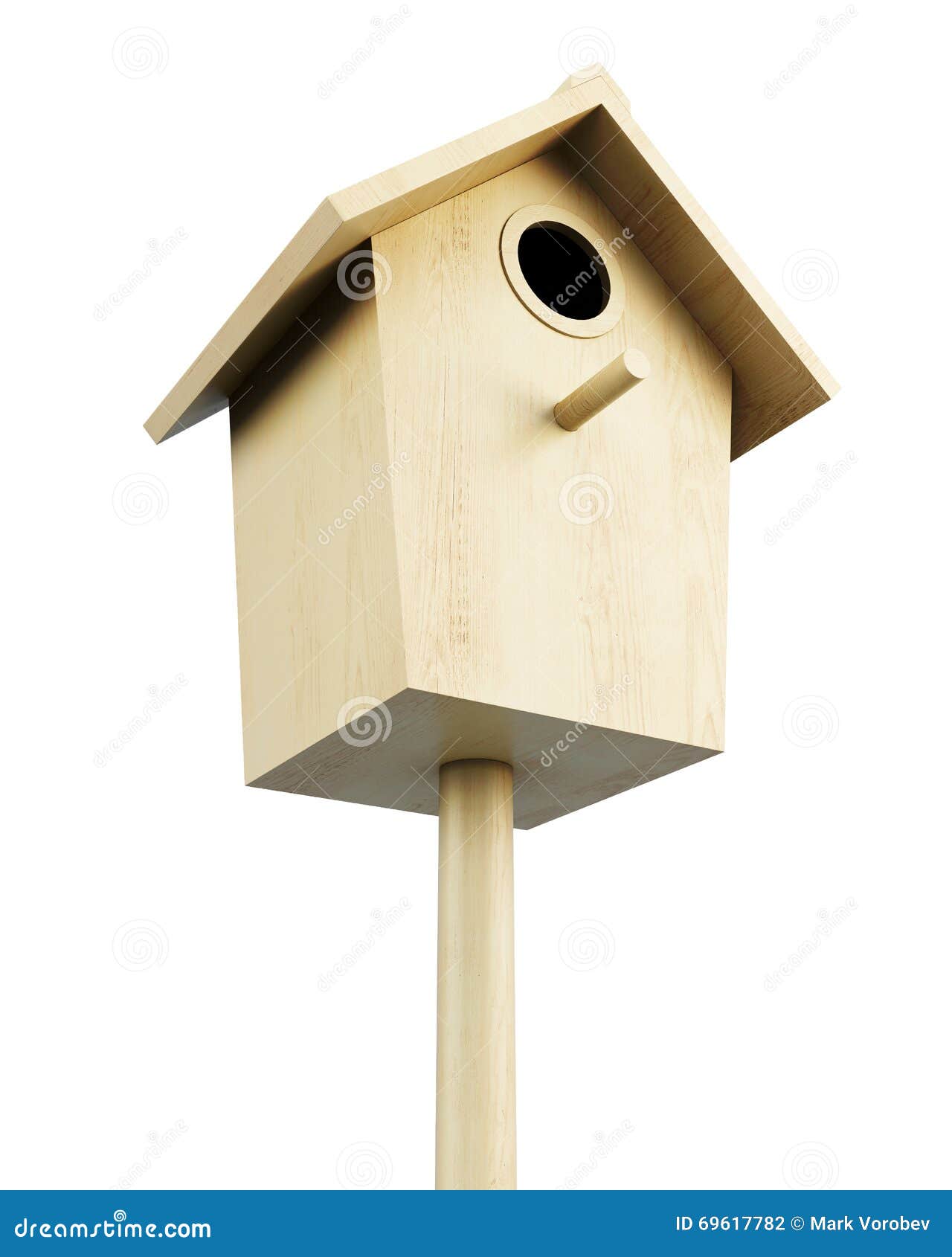 Wooden Bird House On A White Background. 3d Render Imag ...