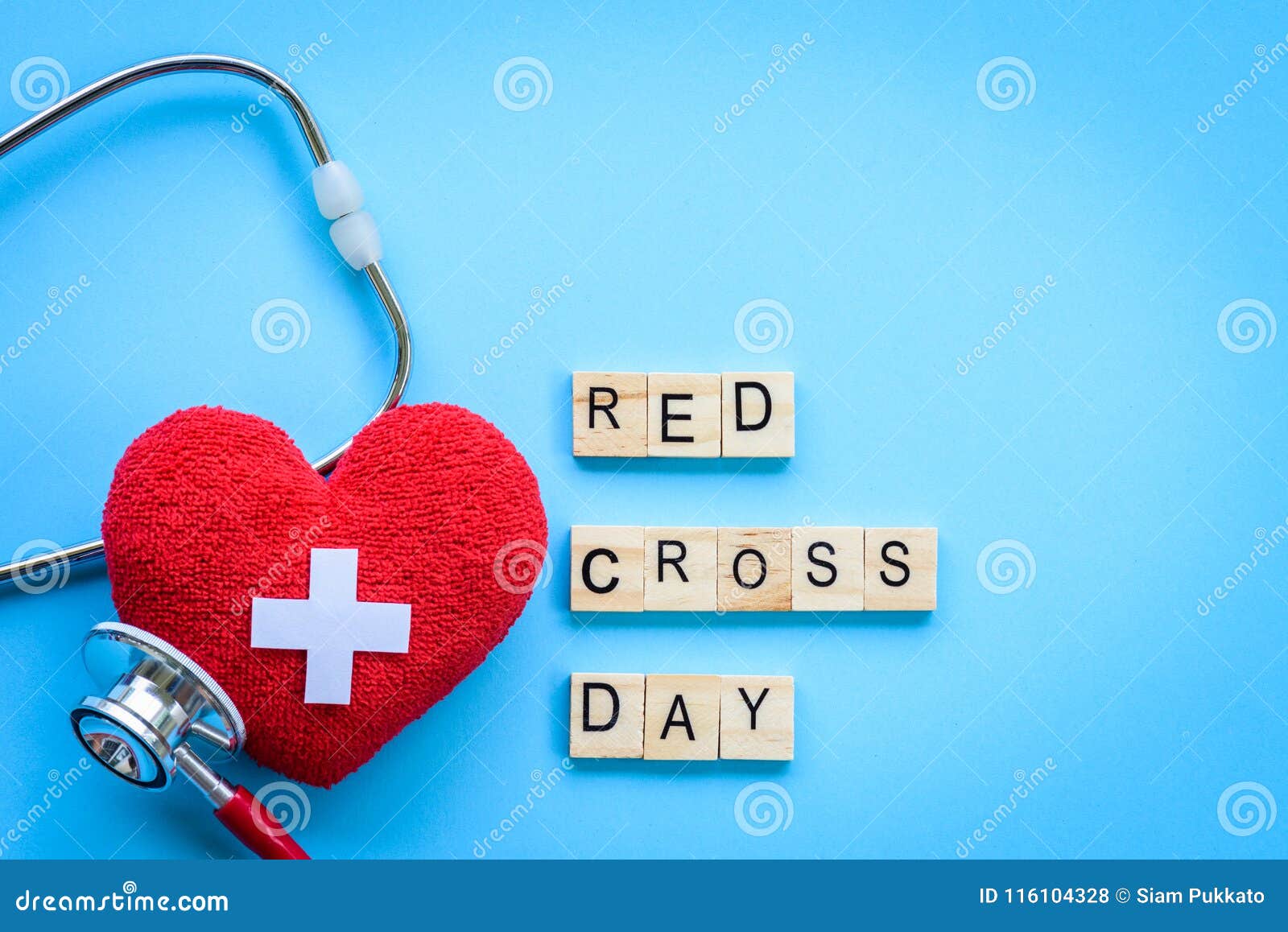 Wooden Block Calendar For World Red Cross And Red Crescent Day, Stock