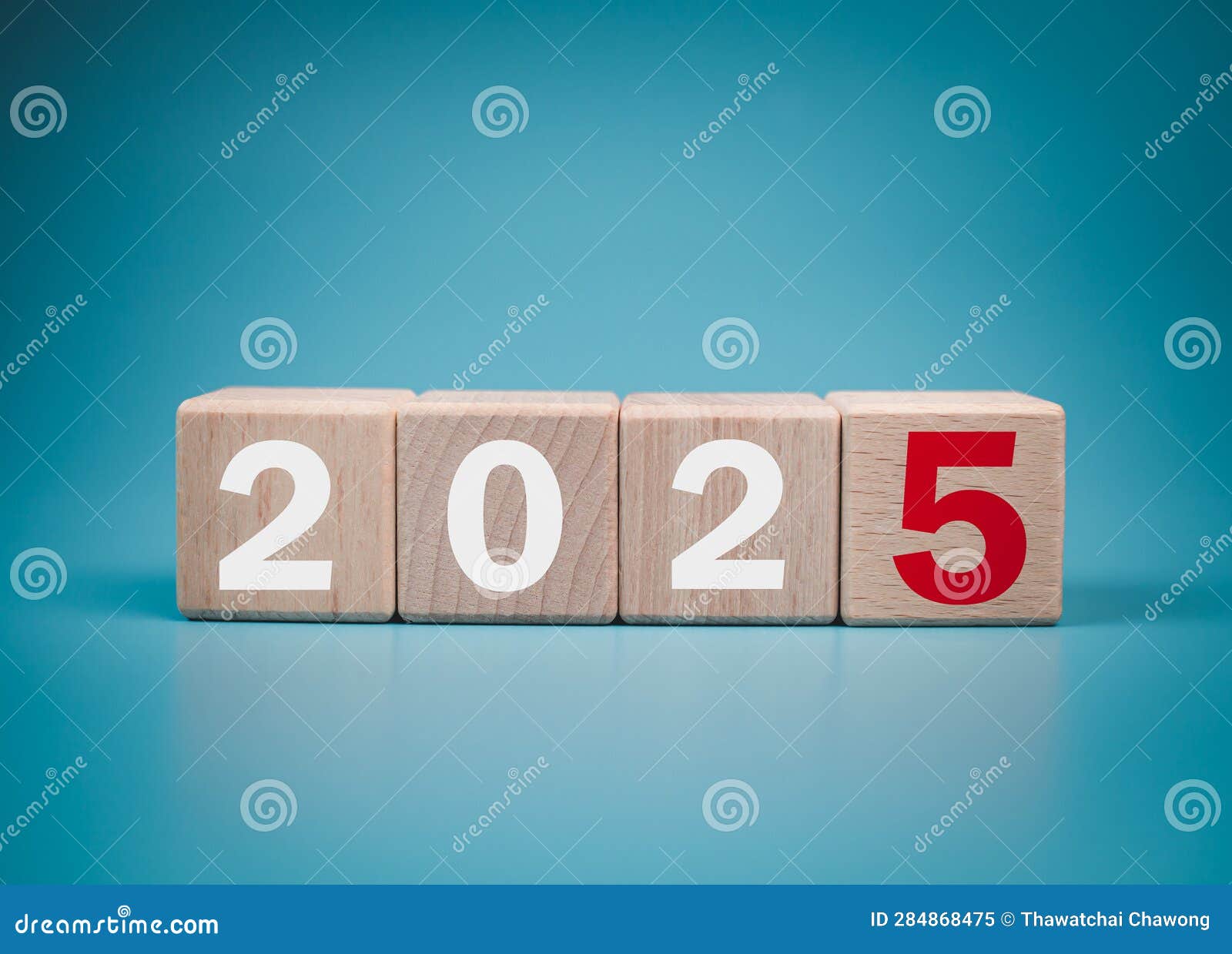 Wooden Blocks Lined Up with the Letters 2025. Represents the Goal