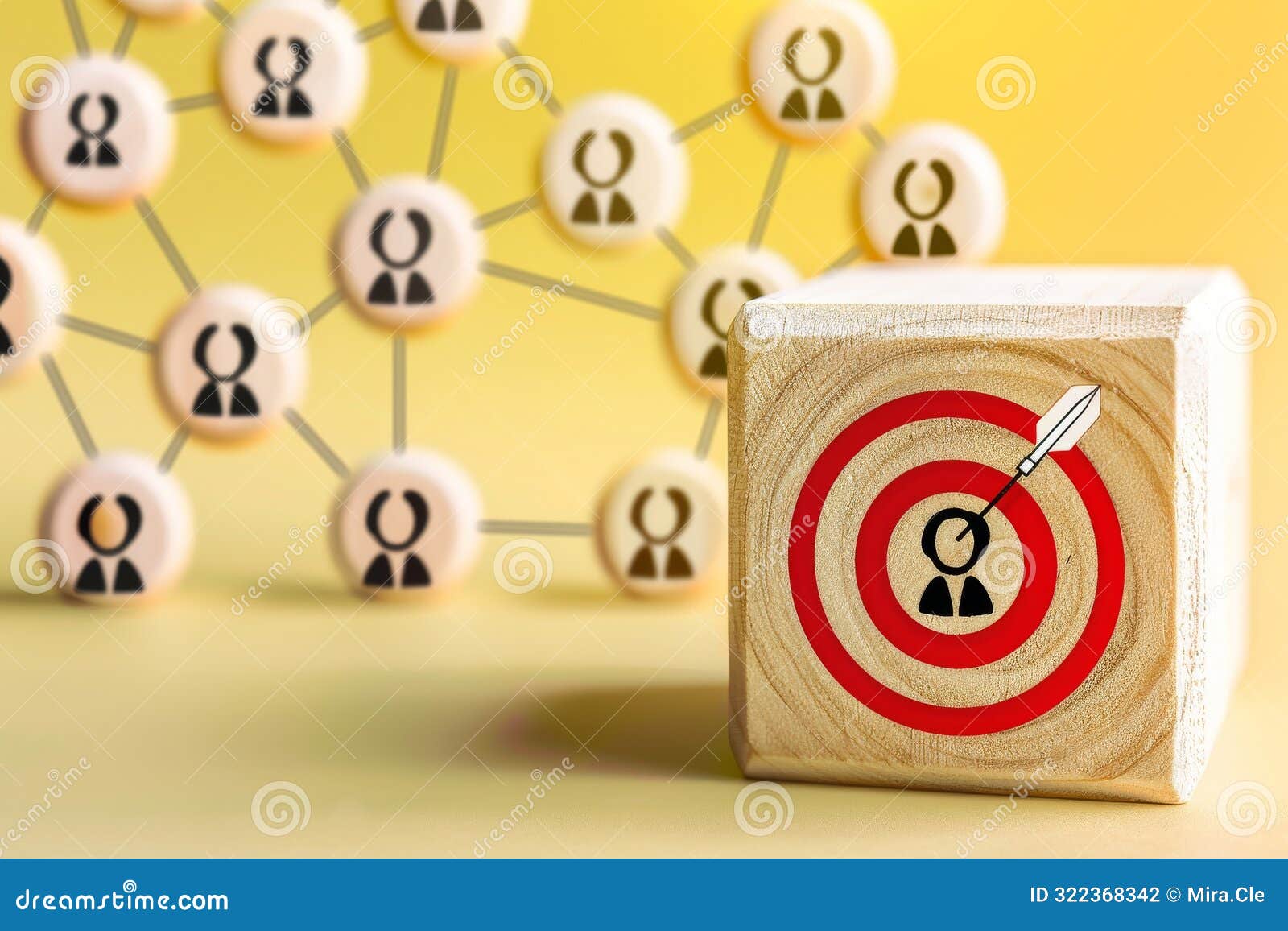 wooden blocks with target icon represent customer focus in crm concept