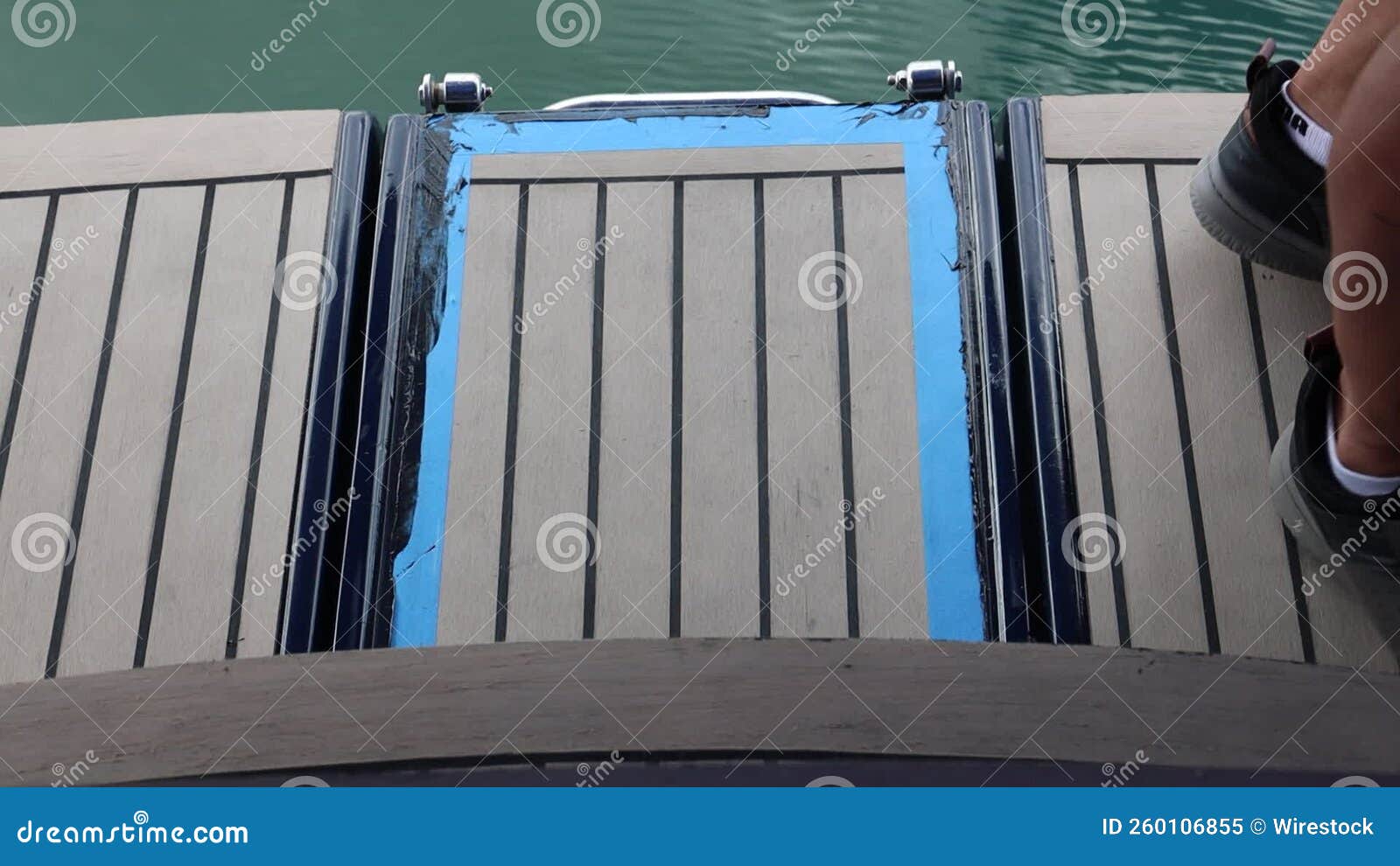 Wooden Boat Floor Installation and Painting Process Stock Video Video