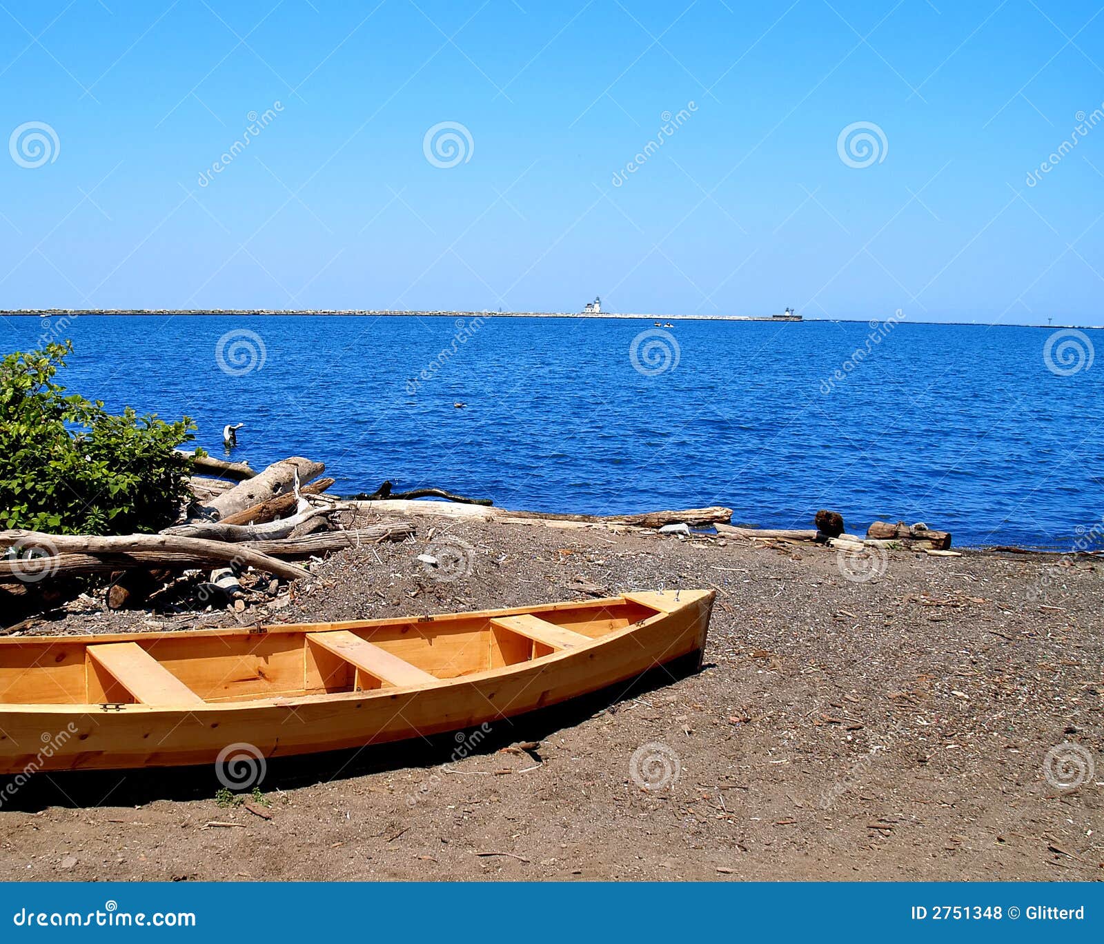 wooden boat on lake erie