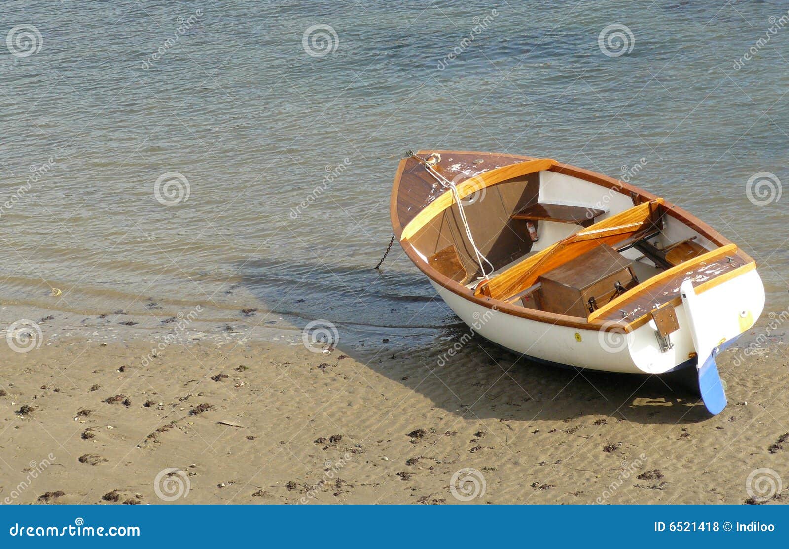Wooden Boat Moored On Beach Royalty Free Stock Photos - Image: 6521418
