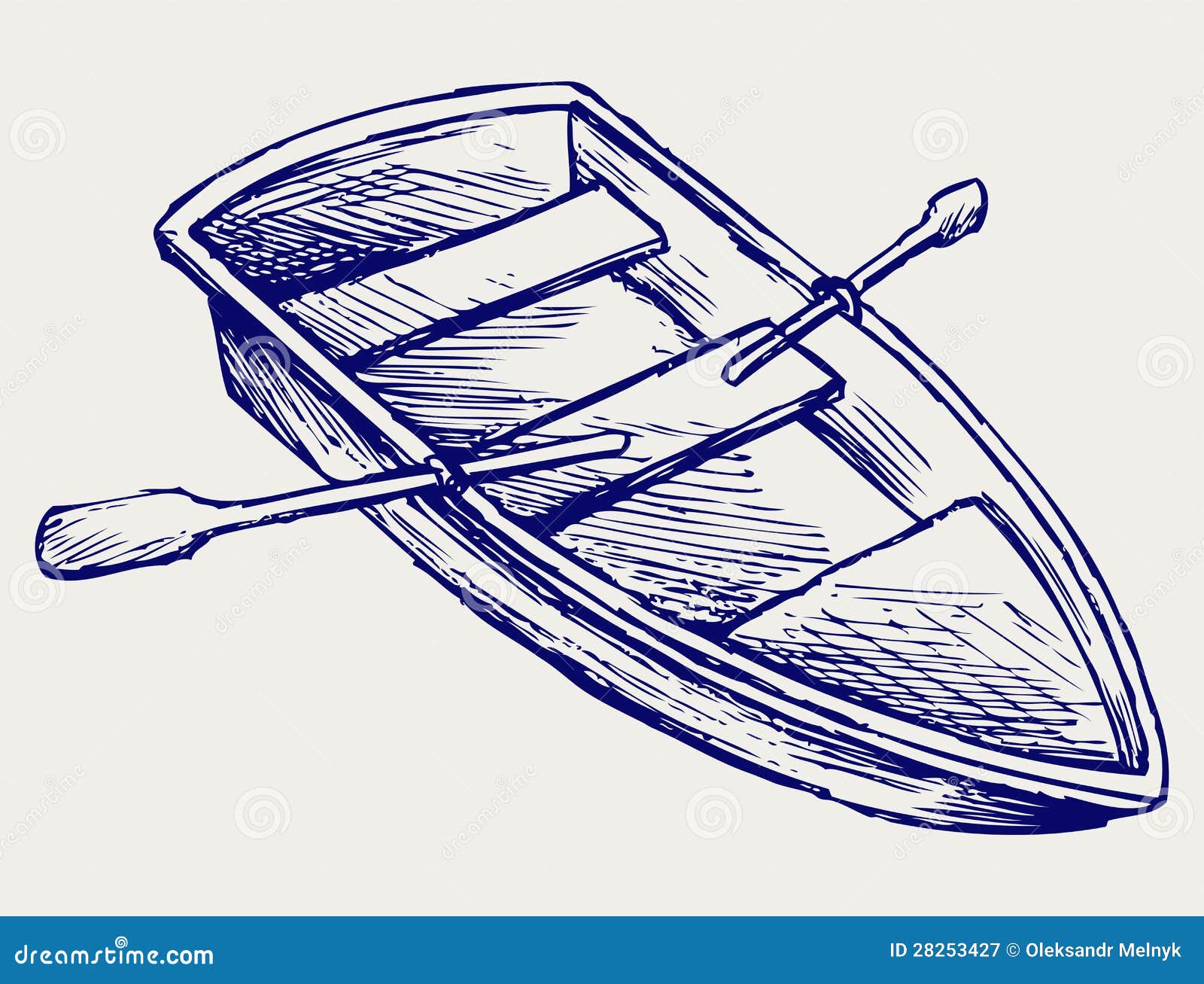 Wooden boat with paddles stock vector. Illustration of 