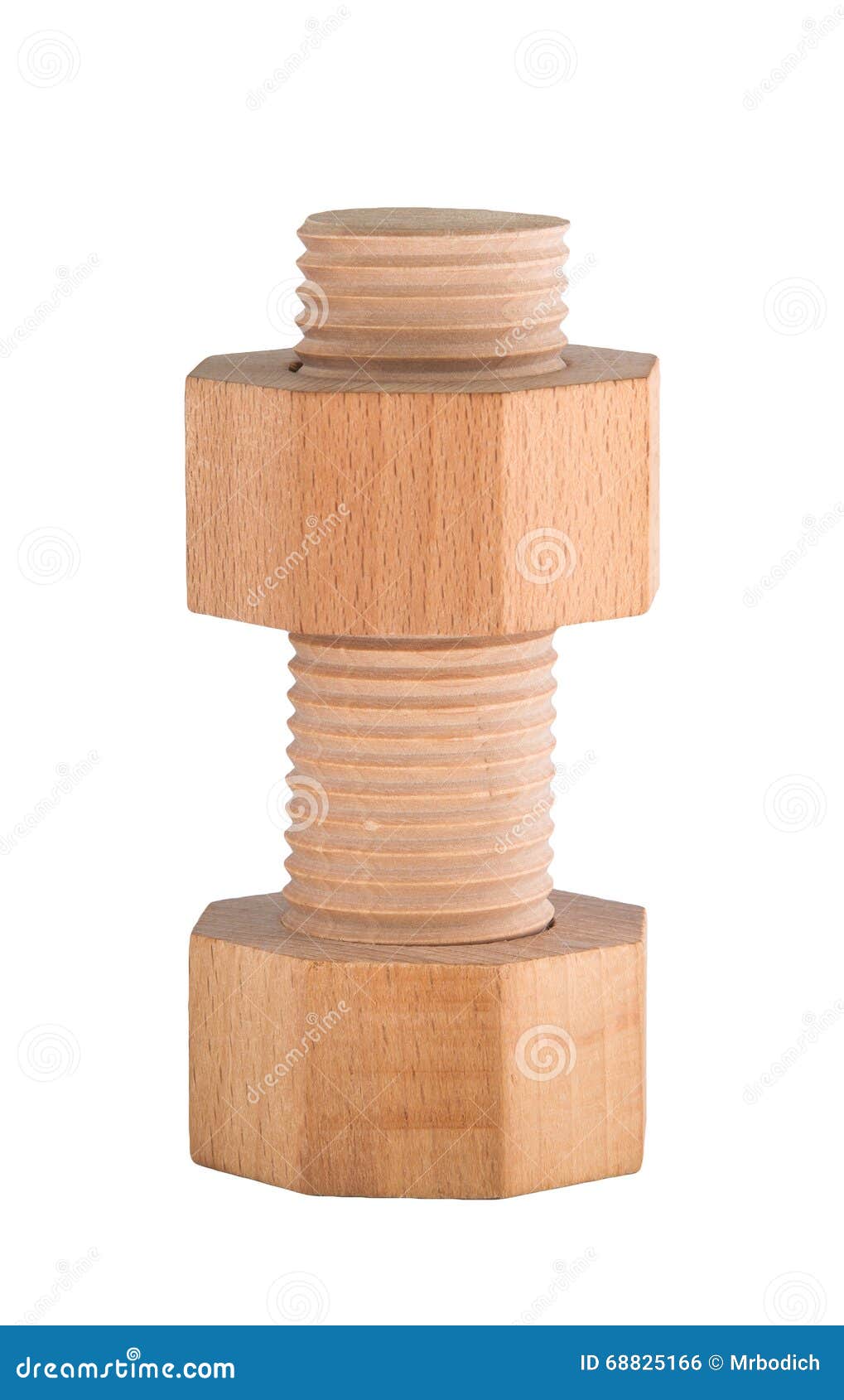 Wooden bolt with nut. stock photo. Image of equipment 68825166