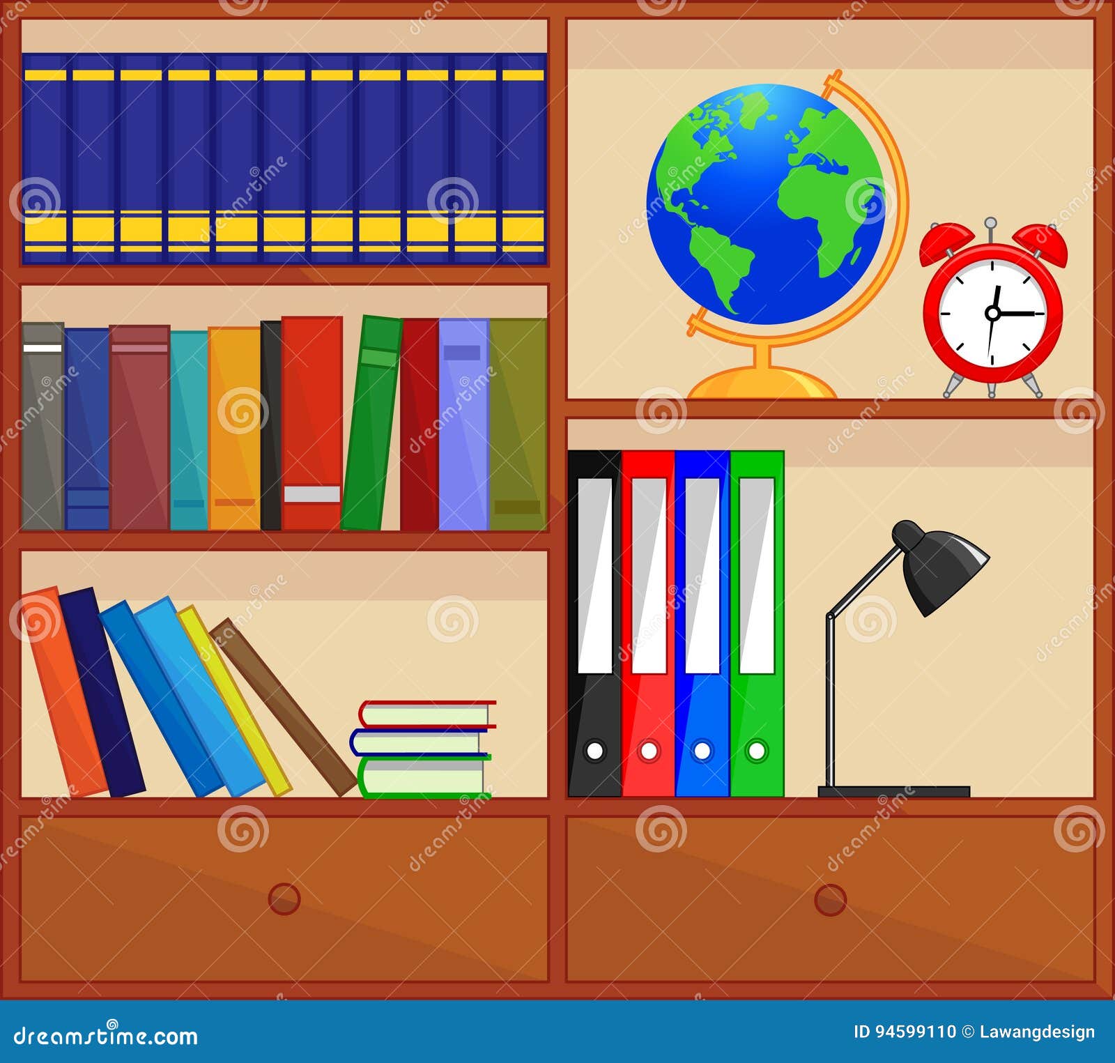 Wooden Bookshelves stock vector. Illustration of book 94599110