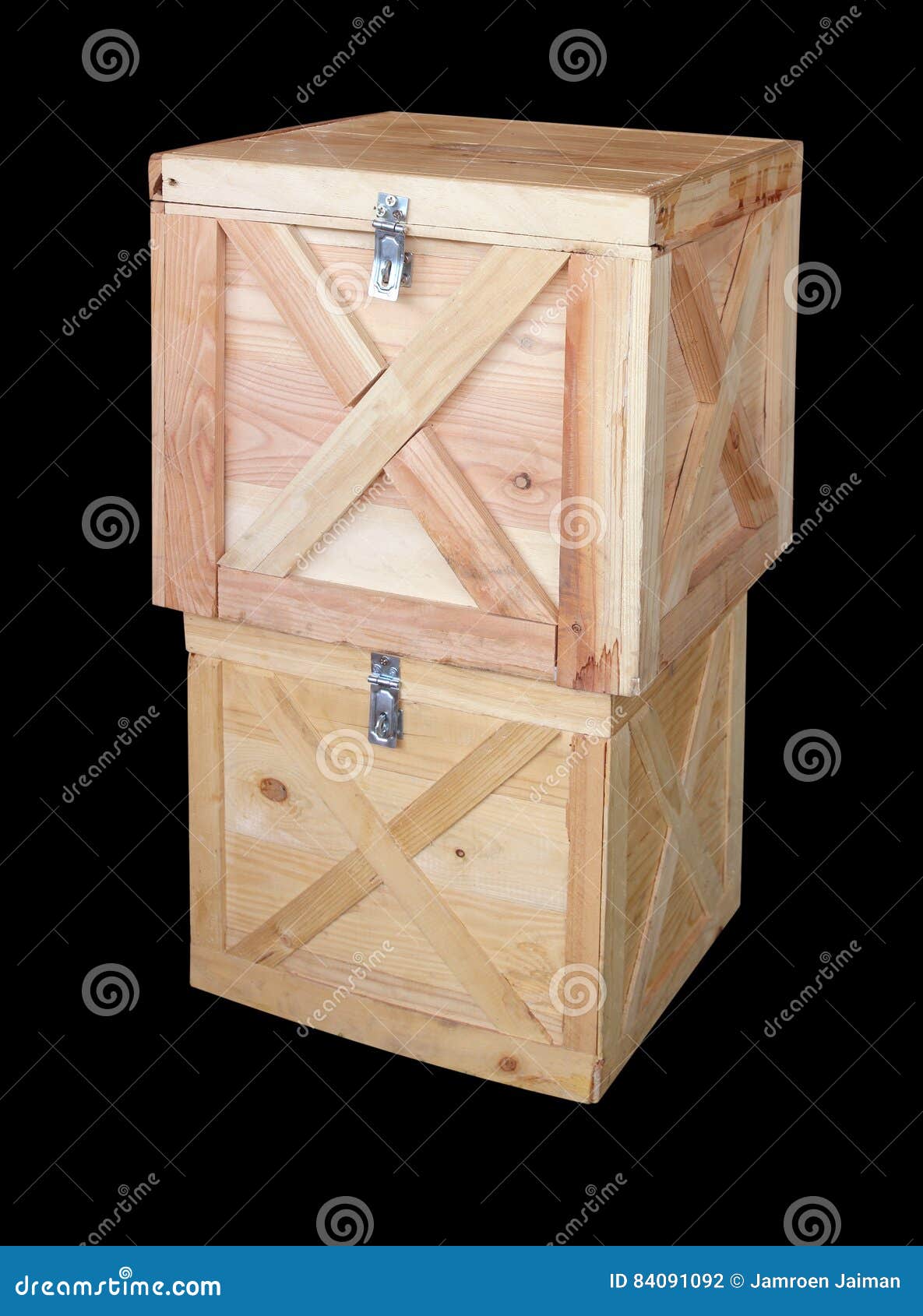 Wooden Box Isolated on Black Background. Stock Photo Image of pack