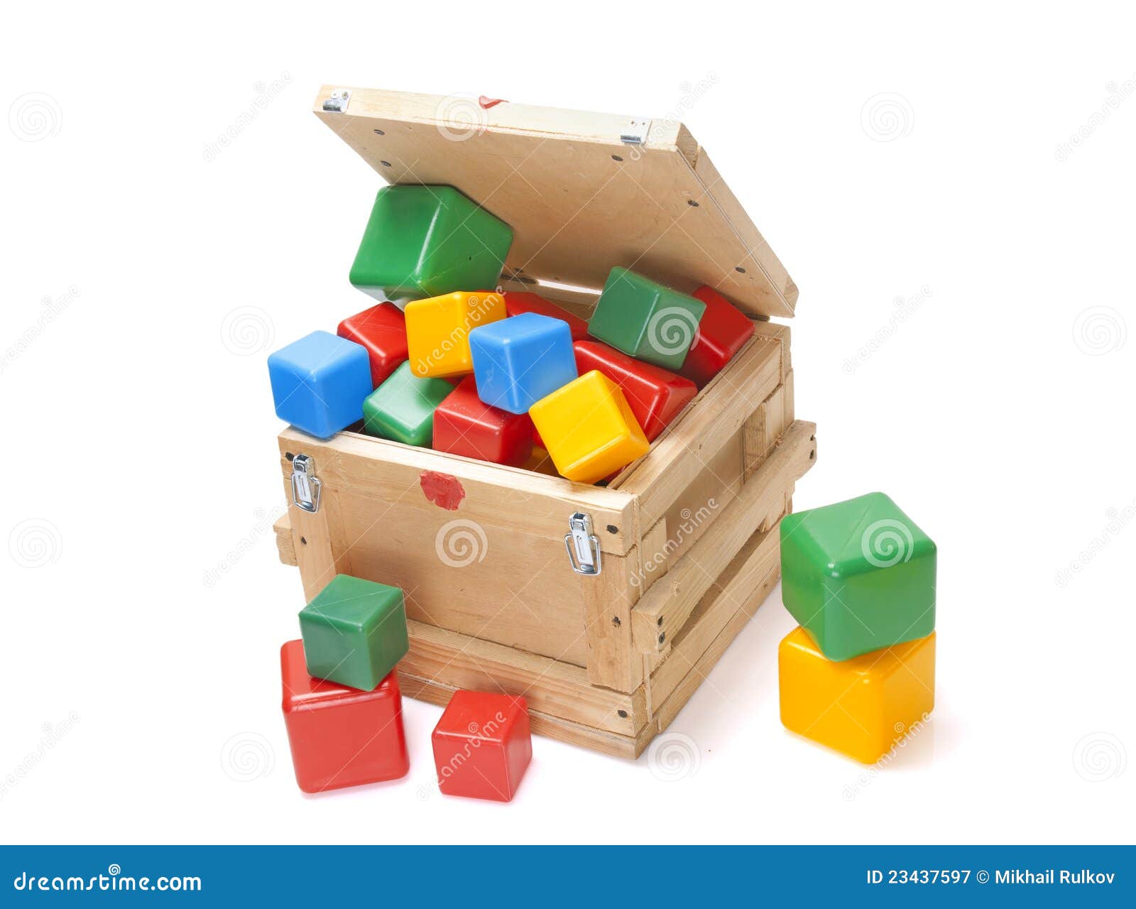 Wooden Box with Many Blocks Stock Image Image of full, child 23437597
