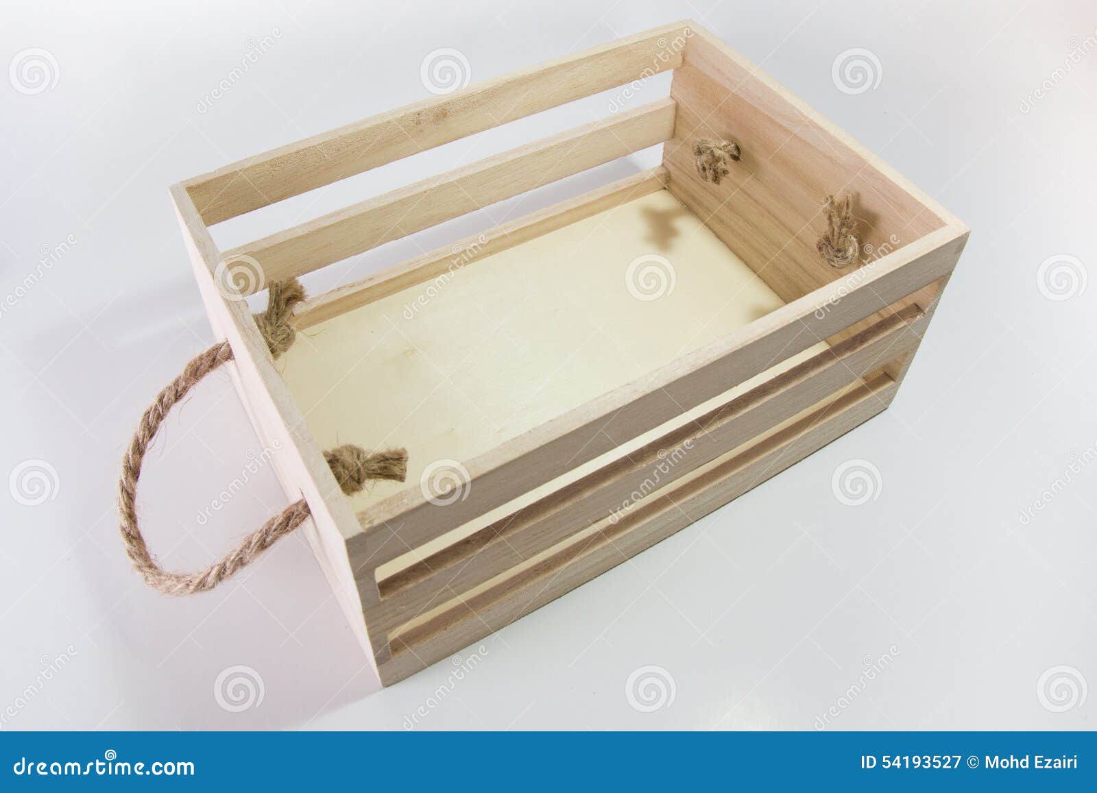 Wooden Box with Rope Handle Stock Image - Image of handle, empty