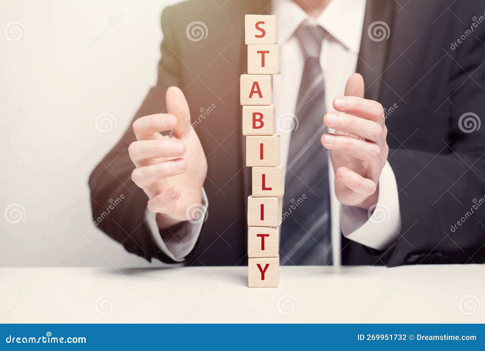 Wooden Bricks, Business Financial Stability Concept Stock Illustration