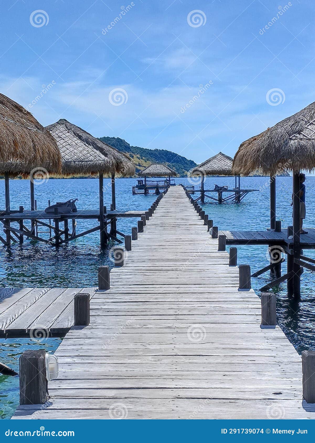 wooden bridge in seraya island indonesia