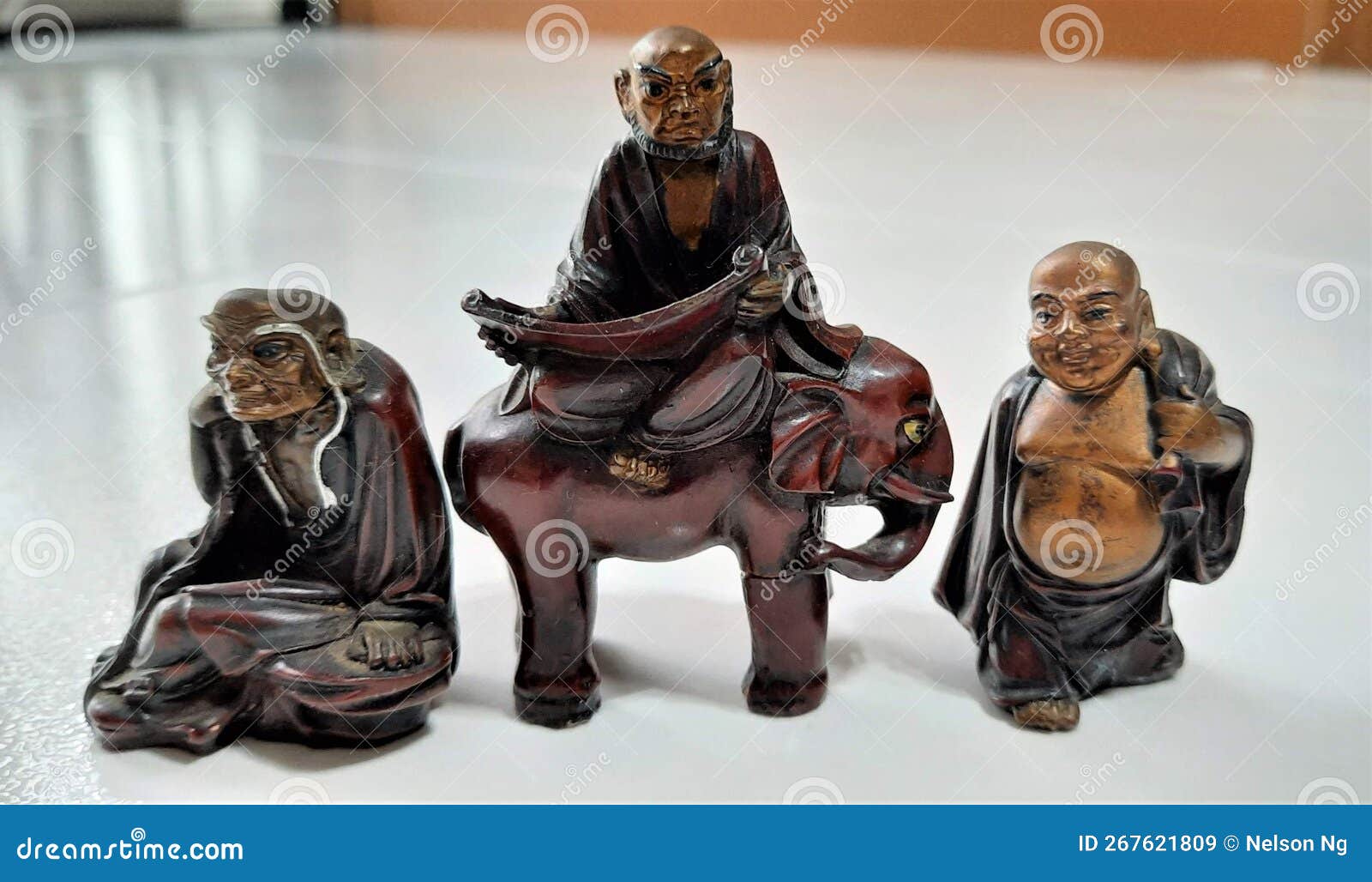 Wooden Bronze Buddha in Prayer Chanting Positions Stock Image Image