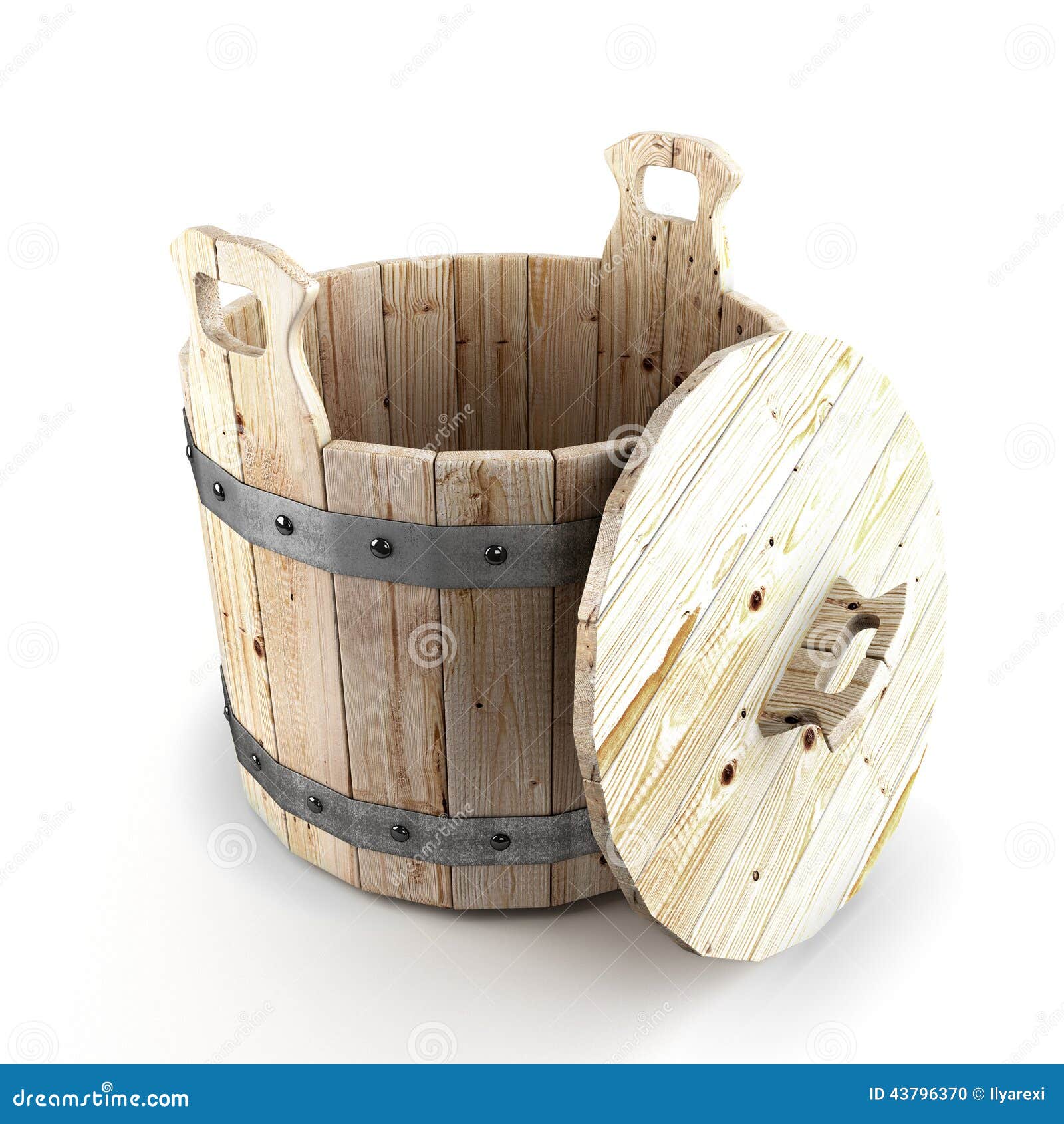Wooden bucket for a bath stock illustration. Illustration of rustic