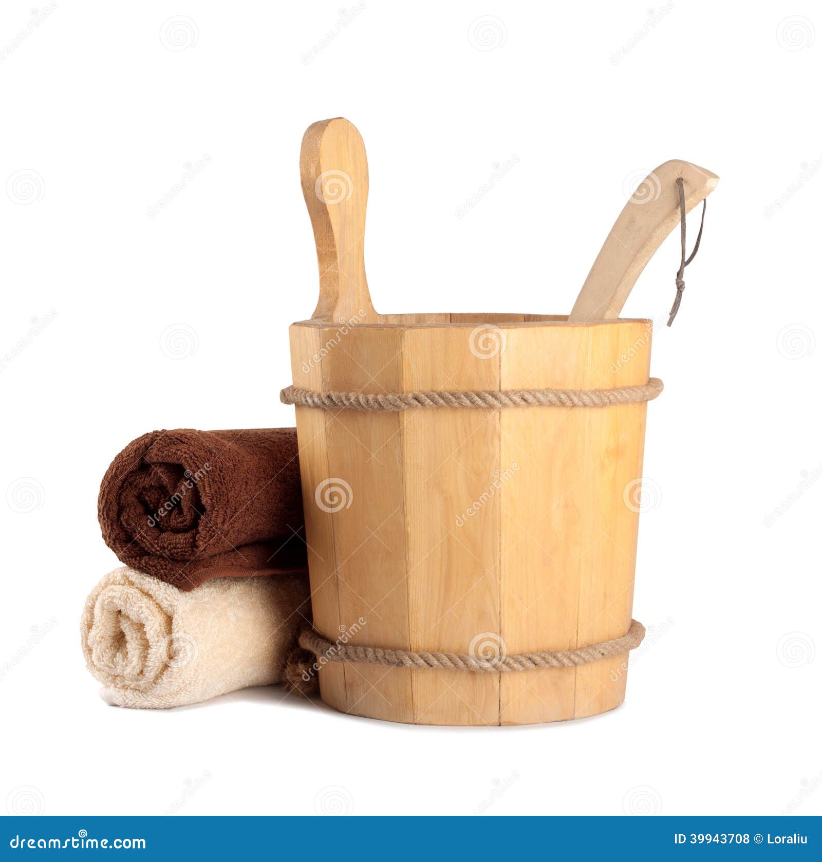 Wooden Bucket with Ladle for the Sauna Stock Photo Image of health