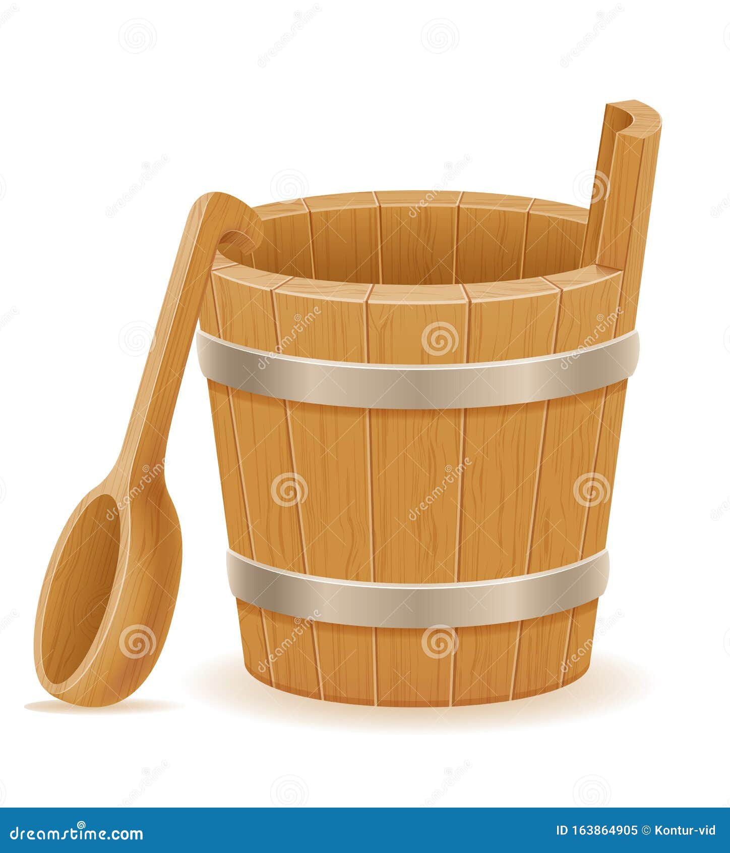Download Wooden Bucket With Wood Texture Old Retro Vintage Vector Illustration Stock Vector ...