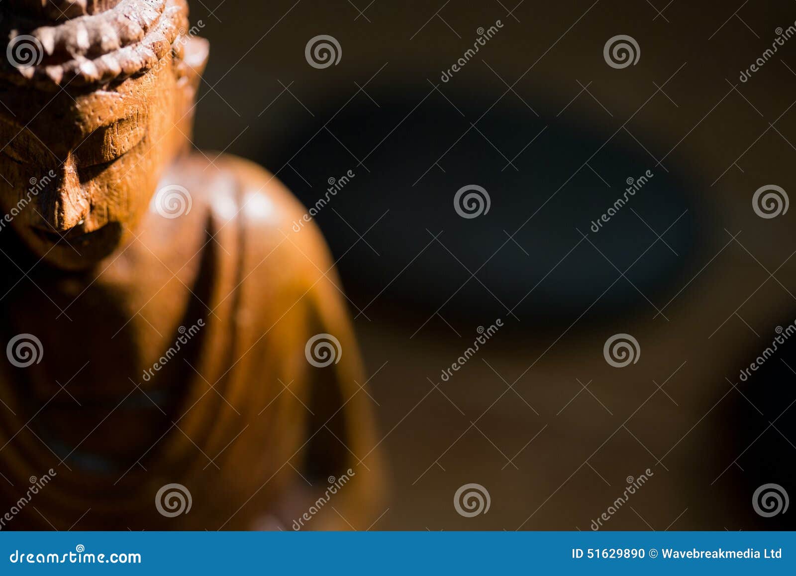 Wooden Buddha Statue on Table Stock Photo Image of buddhism, studio