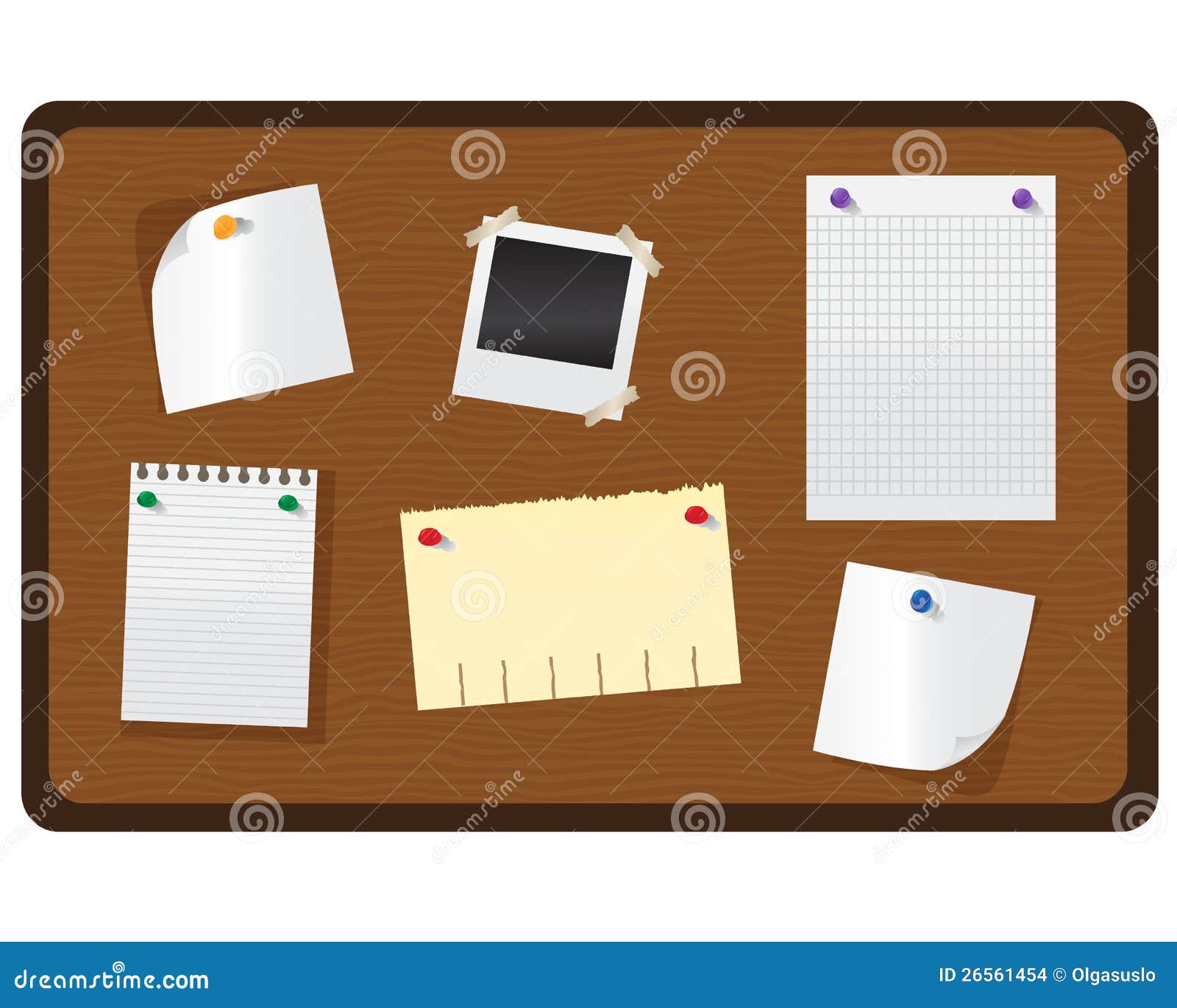 Wooden bulletin board stock vector. Illustration of message 26561454