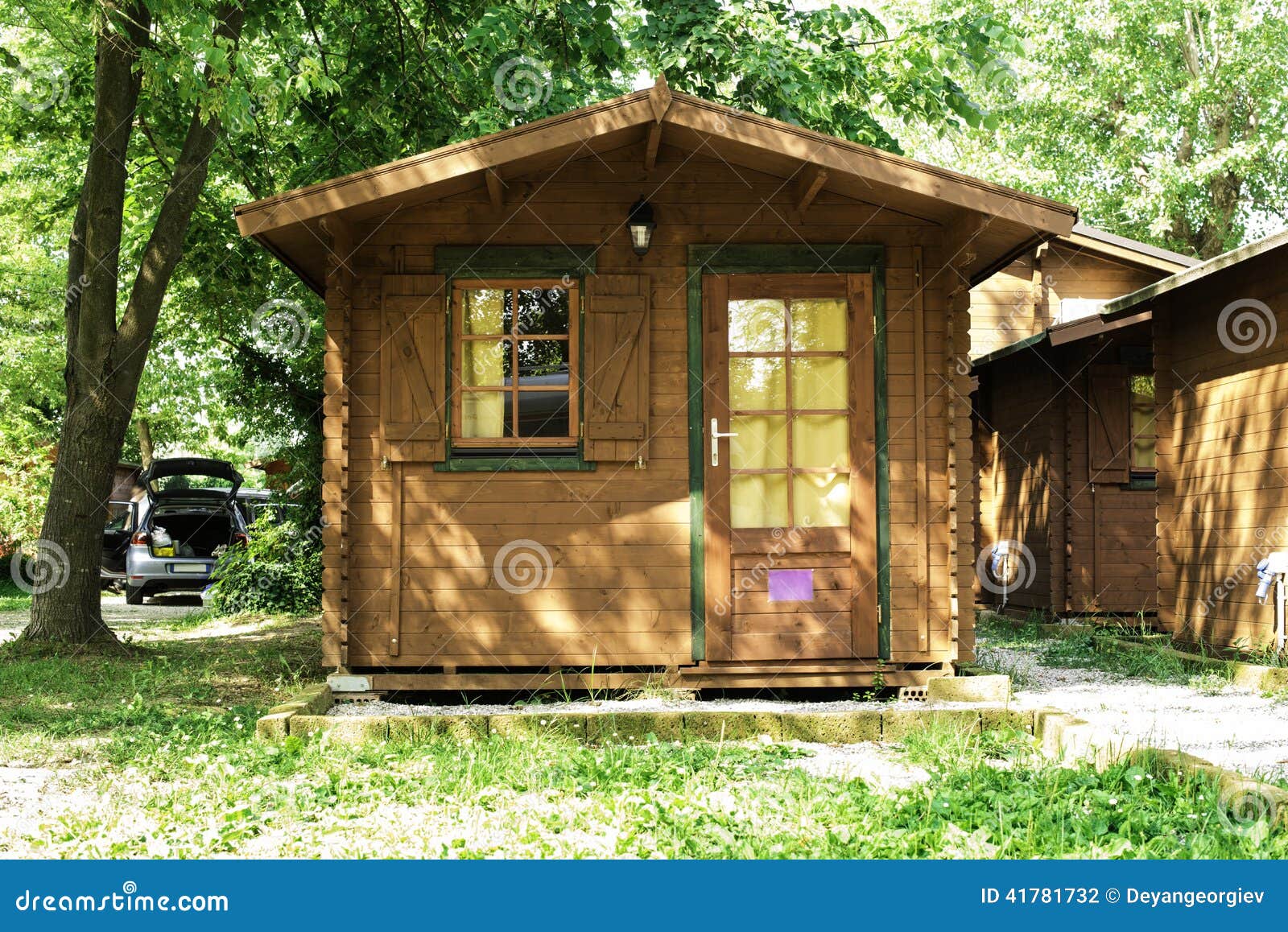 Wooden Bungalows on Campsite Camping Stock Photo - Image of rural, holiday:  41781732