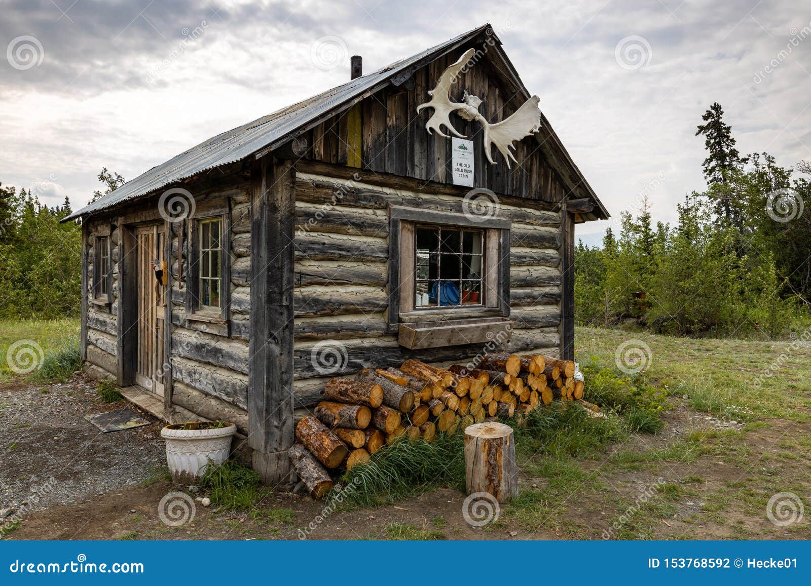 Wooden Cabin in the Wilderness of Canada Editorial Photography Image