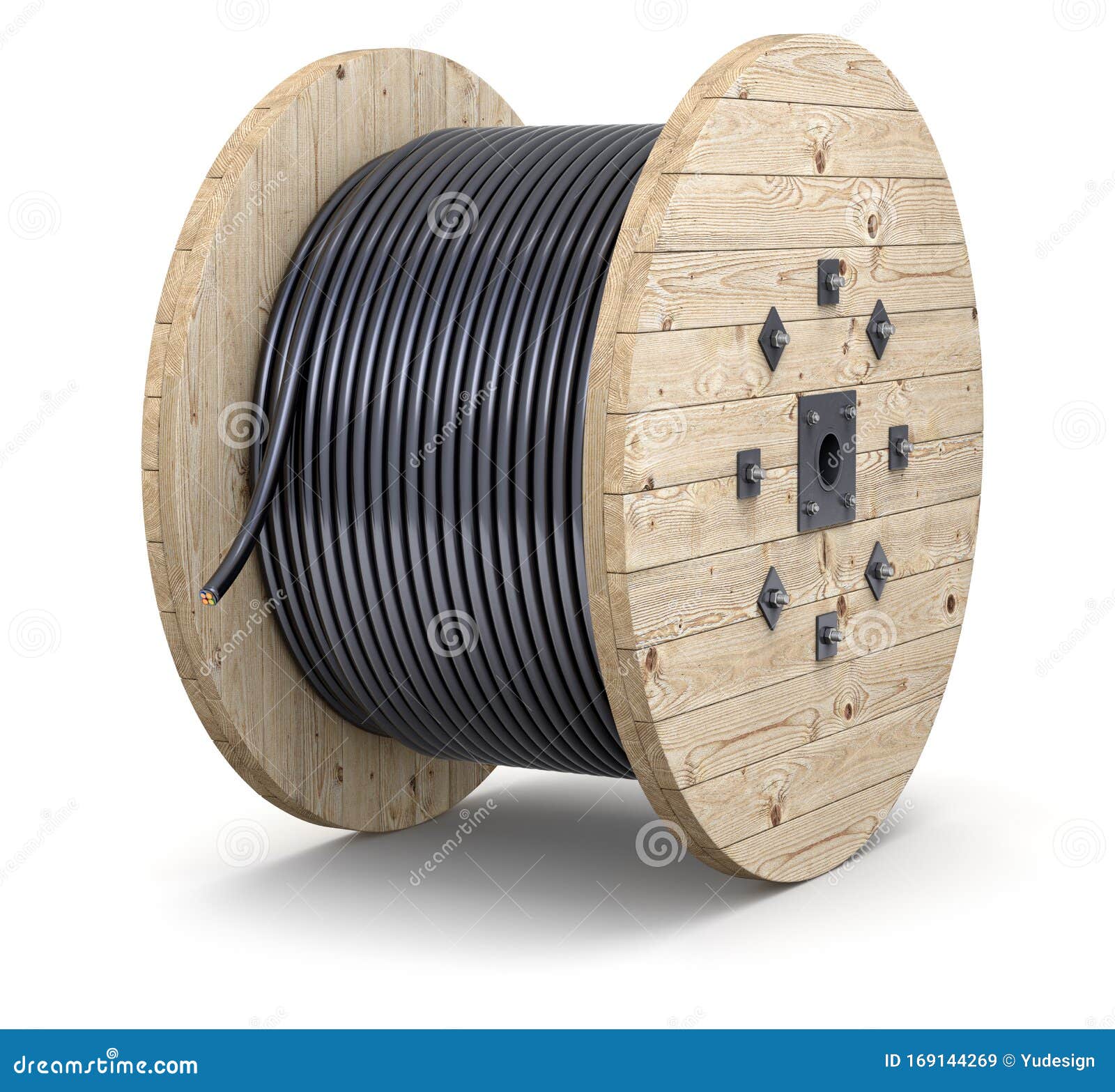 Wooden cable drum stock illustration. Illustration of equipment - 169144269