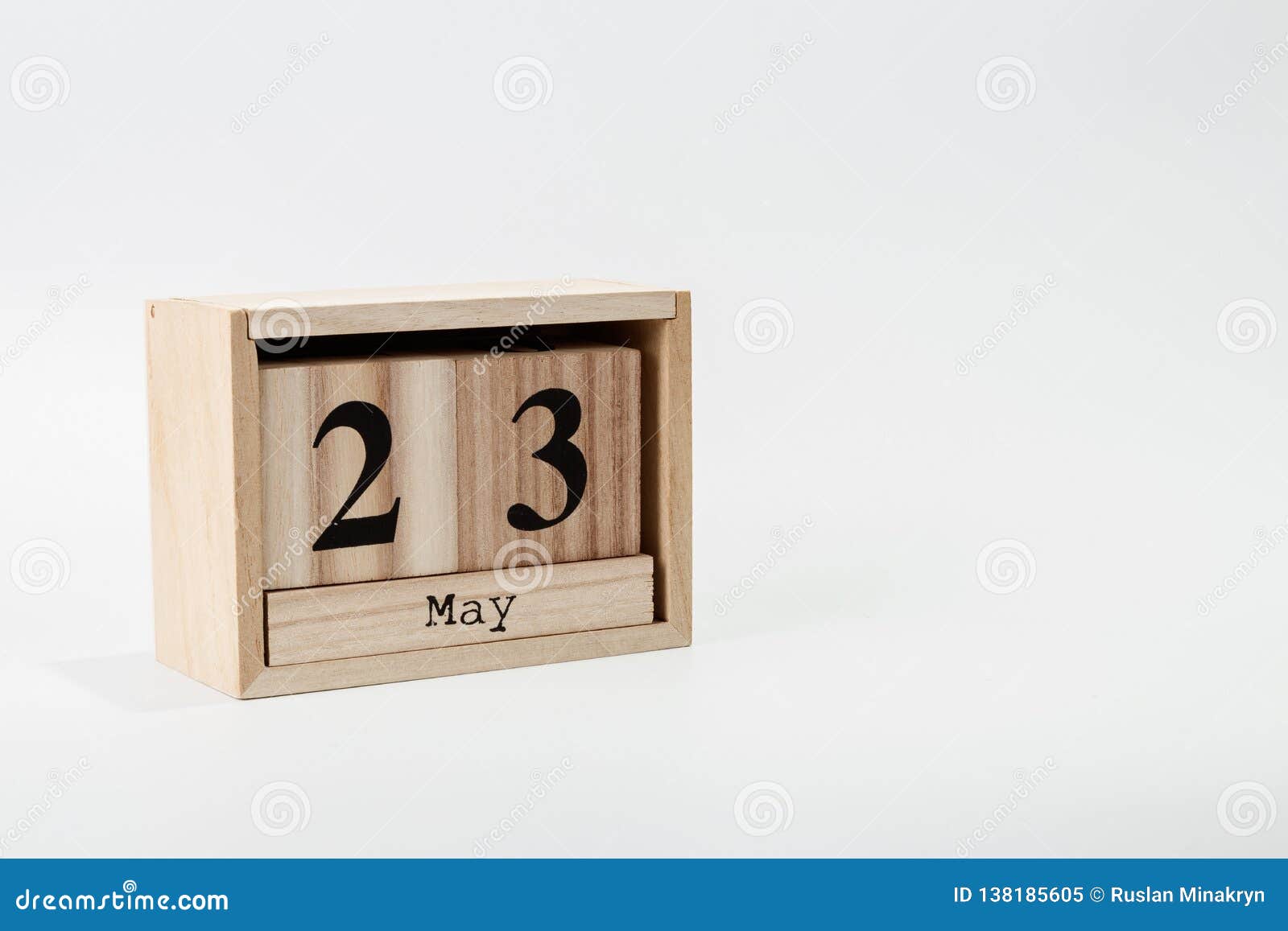 Wooden Calendar May 23 On A White Background Stock Image Image of