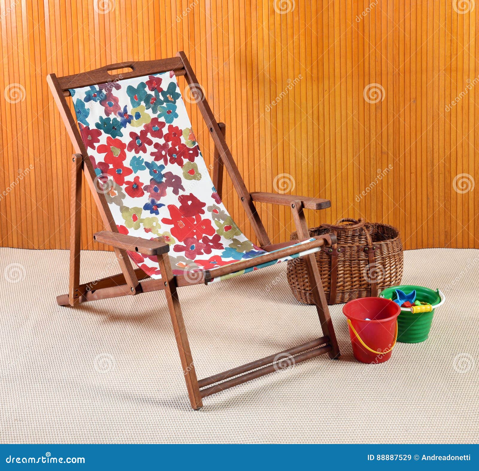 Wooden Canvas Beach Or Deck Chair Stock Image Image Of Portable