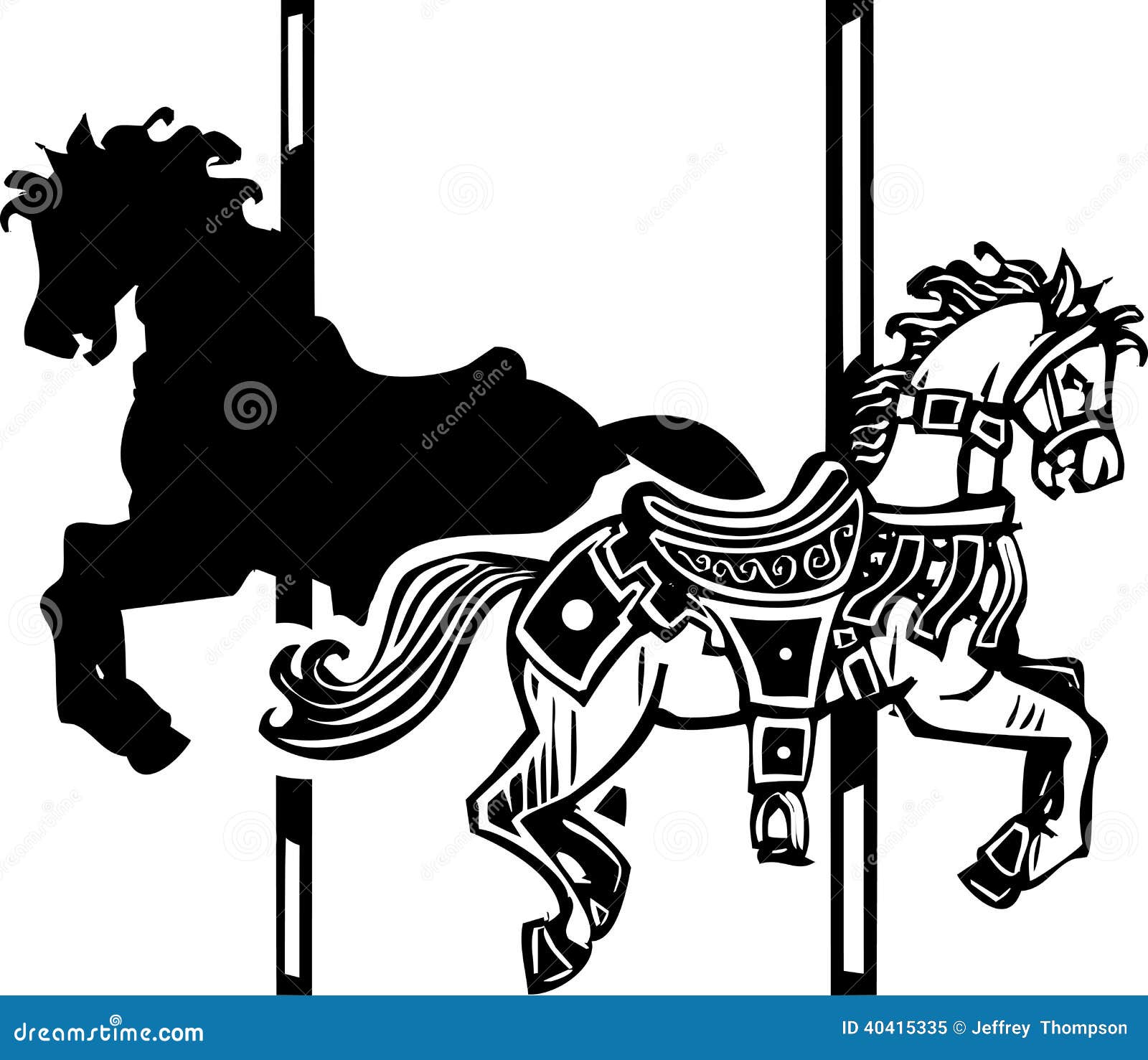 Download Wooden Carousel Horse Shadow Stock Vector - Illustration ...