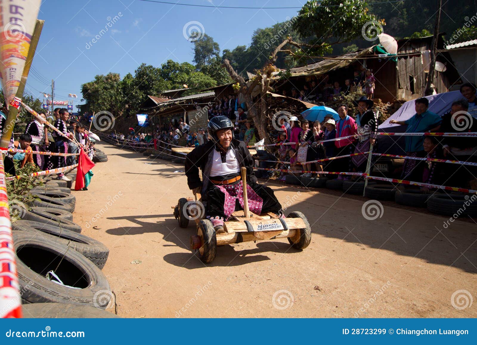The wooden cart racing. editorial stock image. Image of event 28723299