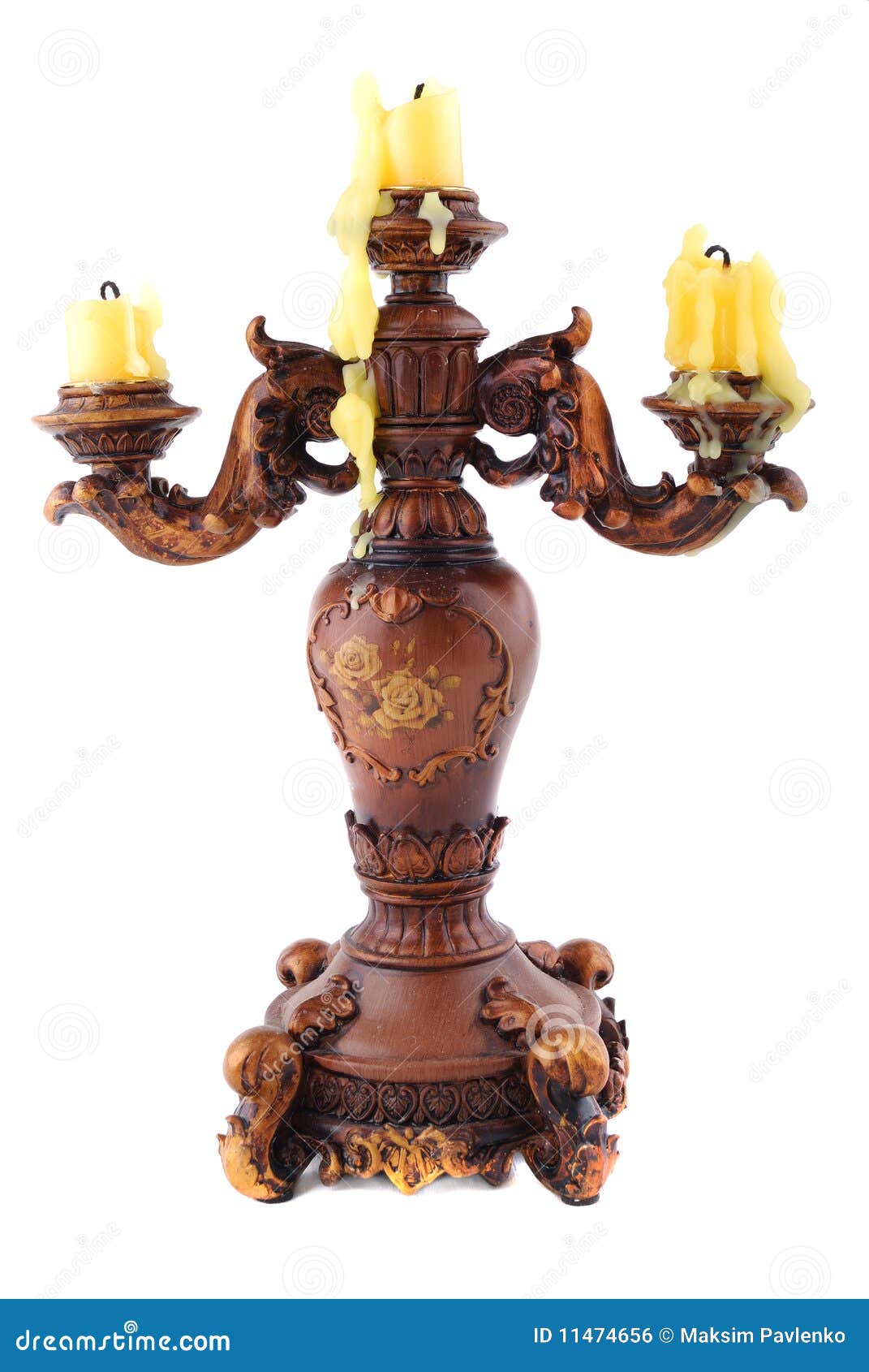 Wooden carved candlestick stock photo. Image of color 11474656