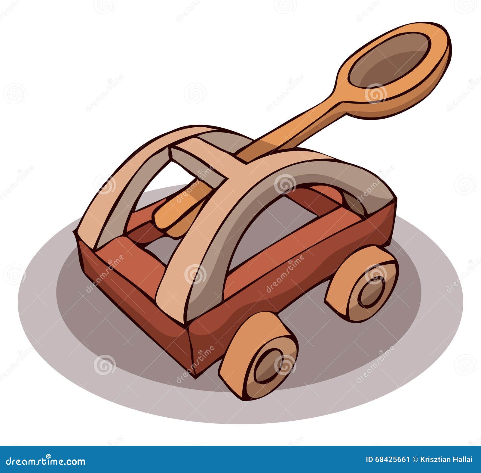Wooden Catapult. stock vector. Illustration of drawn - 68425661