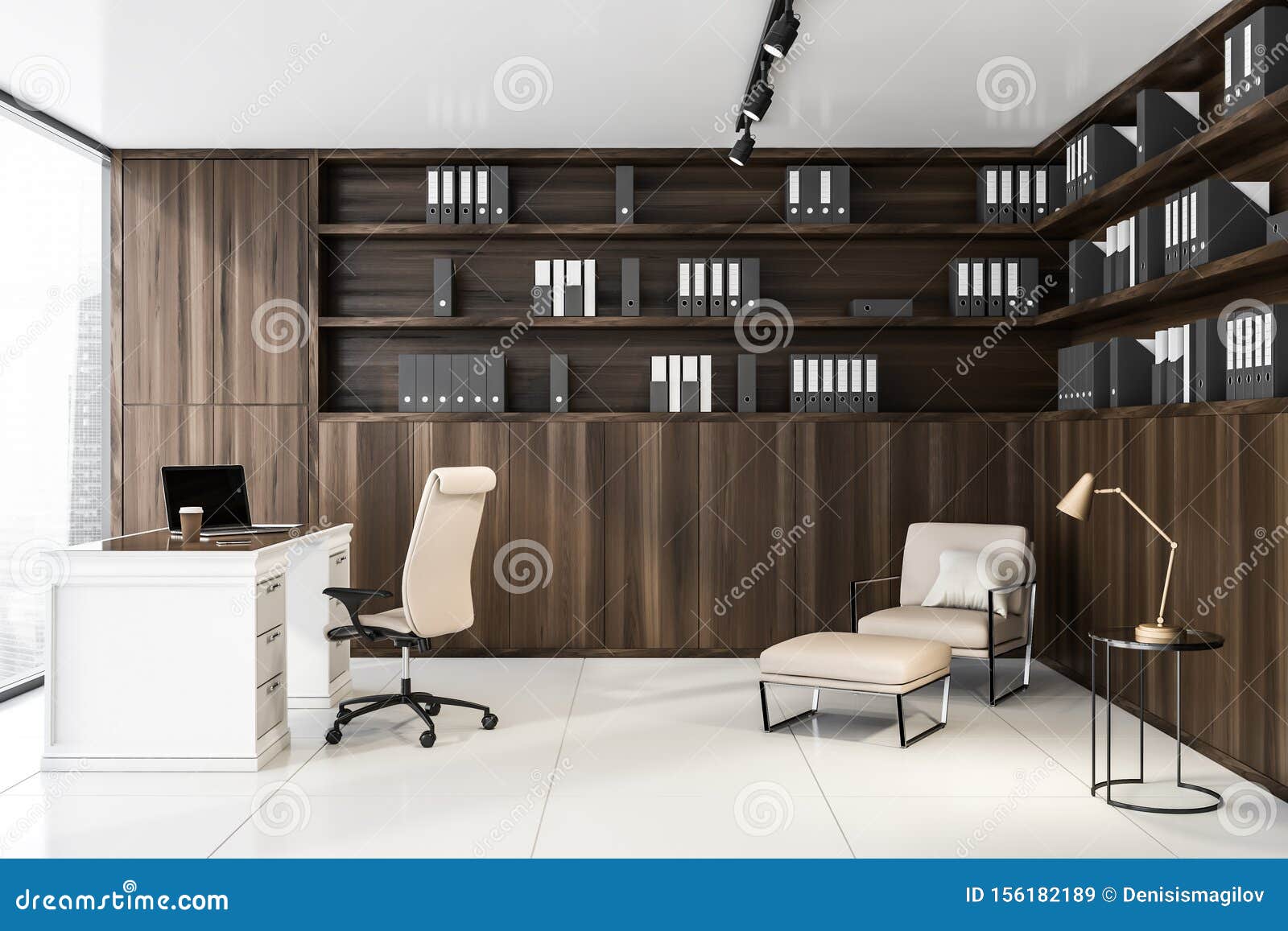 Wooden Ceo Office With Lounge Stock Illustration