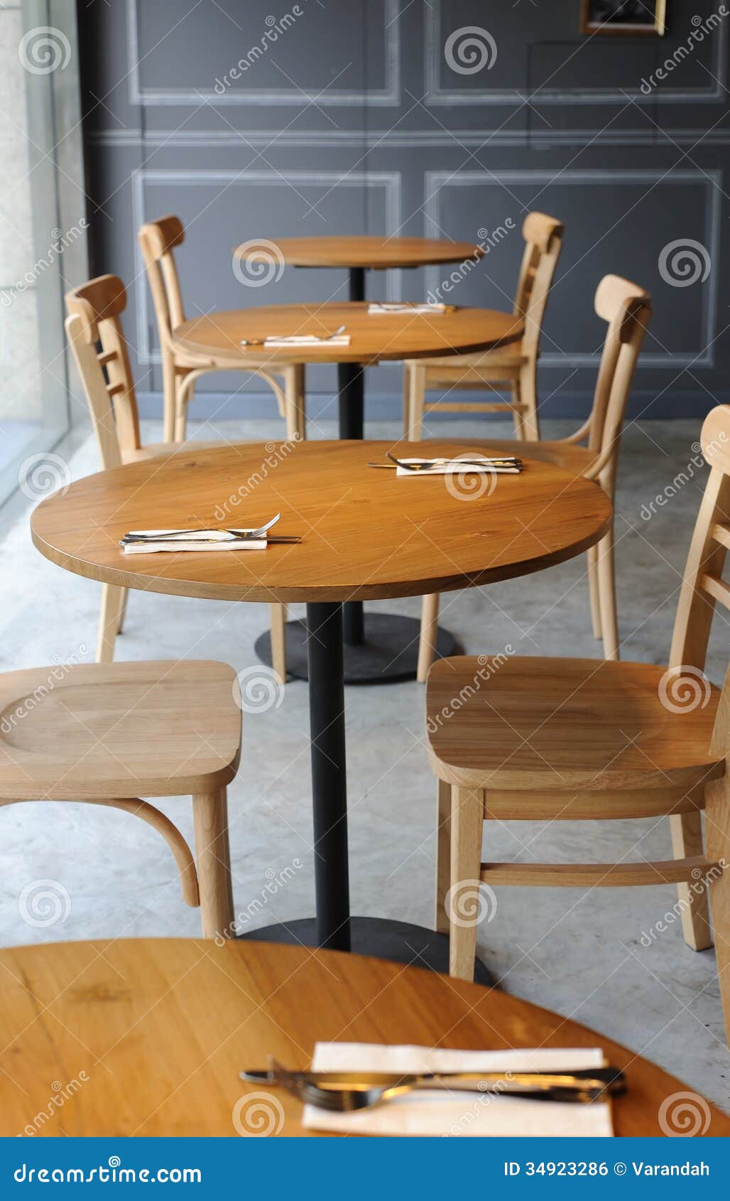 Wooden Chair And Table In The Corner Of Cafe Royalty Free 