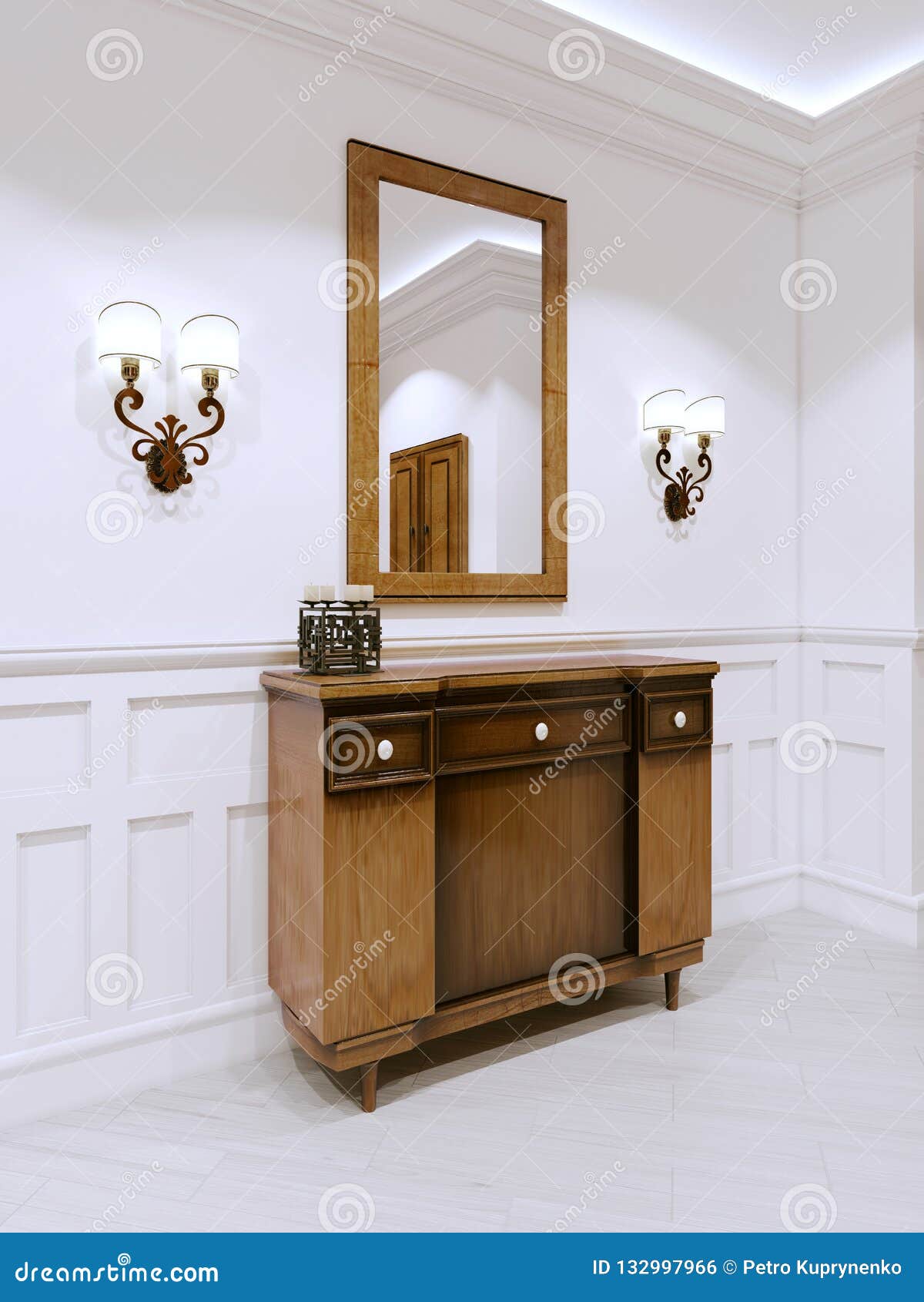 Wooden Chest Of Drawers In A Classic Style Corridor