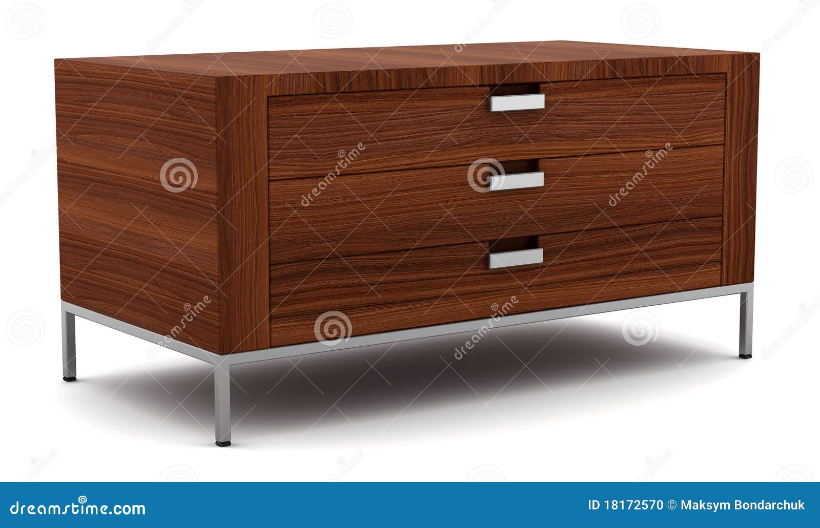 wooden chest of drawers  on white