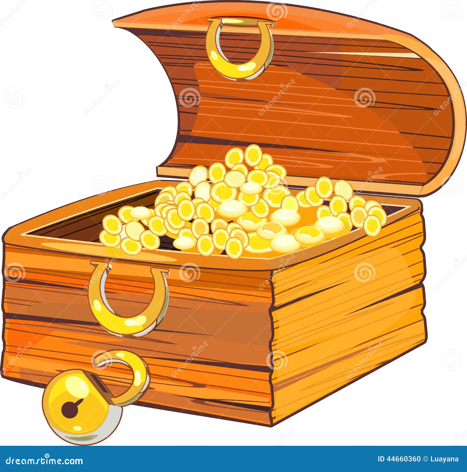 Wooden chest with gold stock vector. Illustration of tale - 44660360