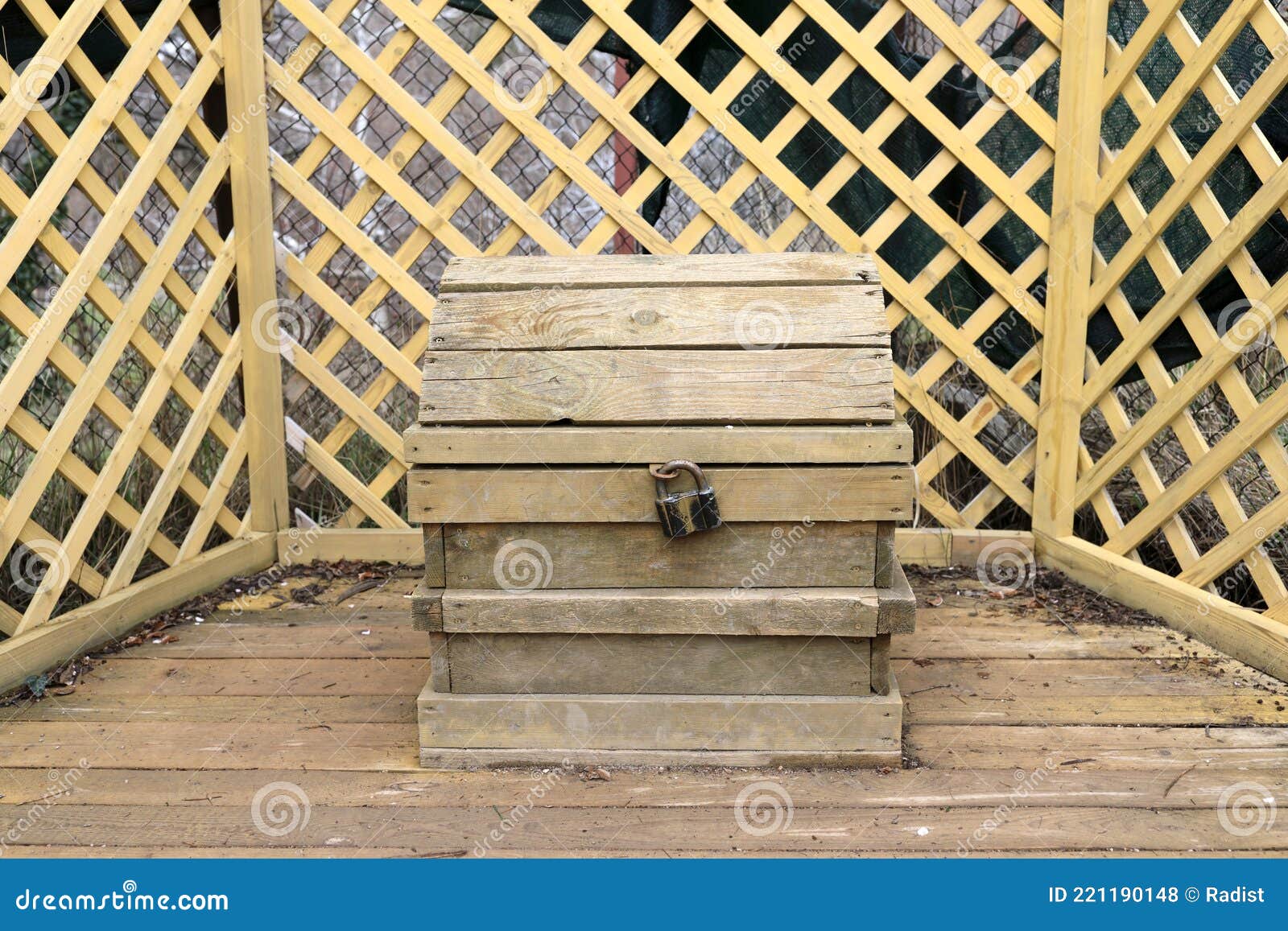 Wooden chest with lock stock photo. Image of mystery 221190148
