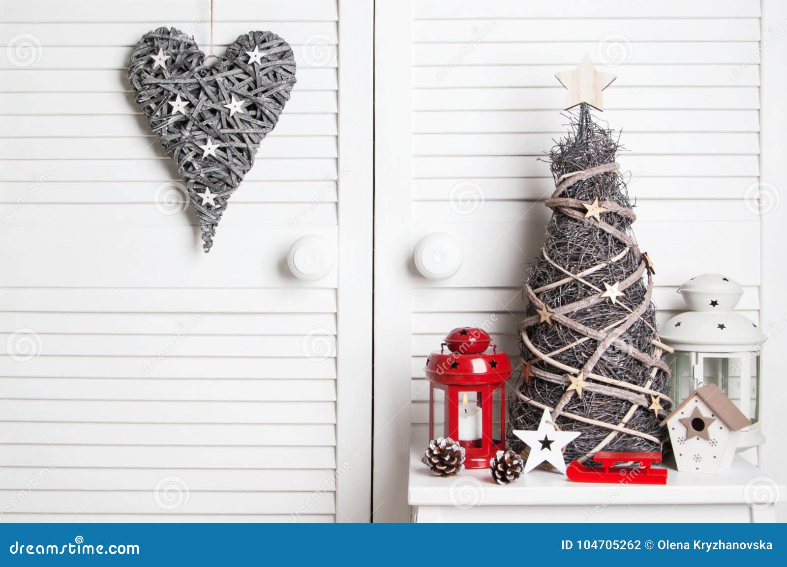 Christmas decoration on door background