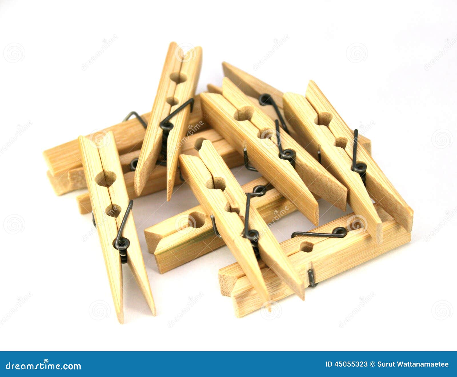 Wooden Clothes Clips on White Stock Image Image of background, macro