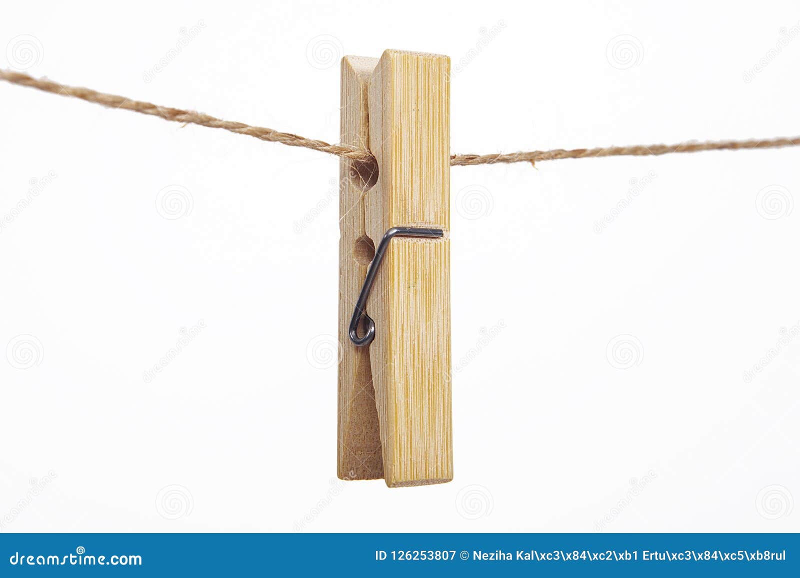 Wooden Clothes Pegs on a White Background. Stock Image - Image of ...