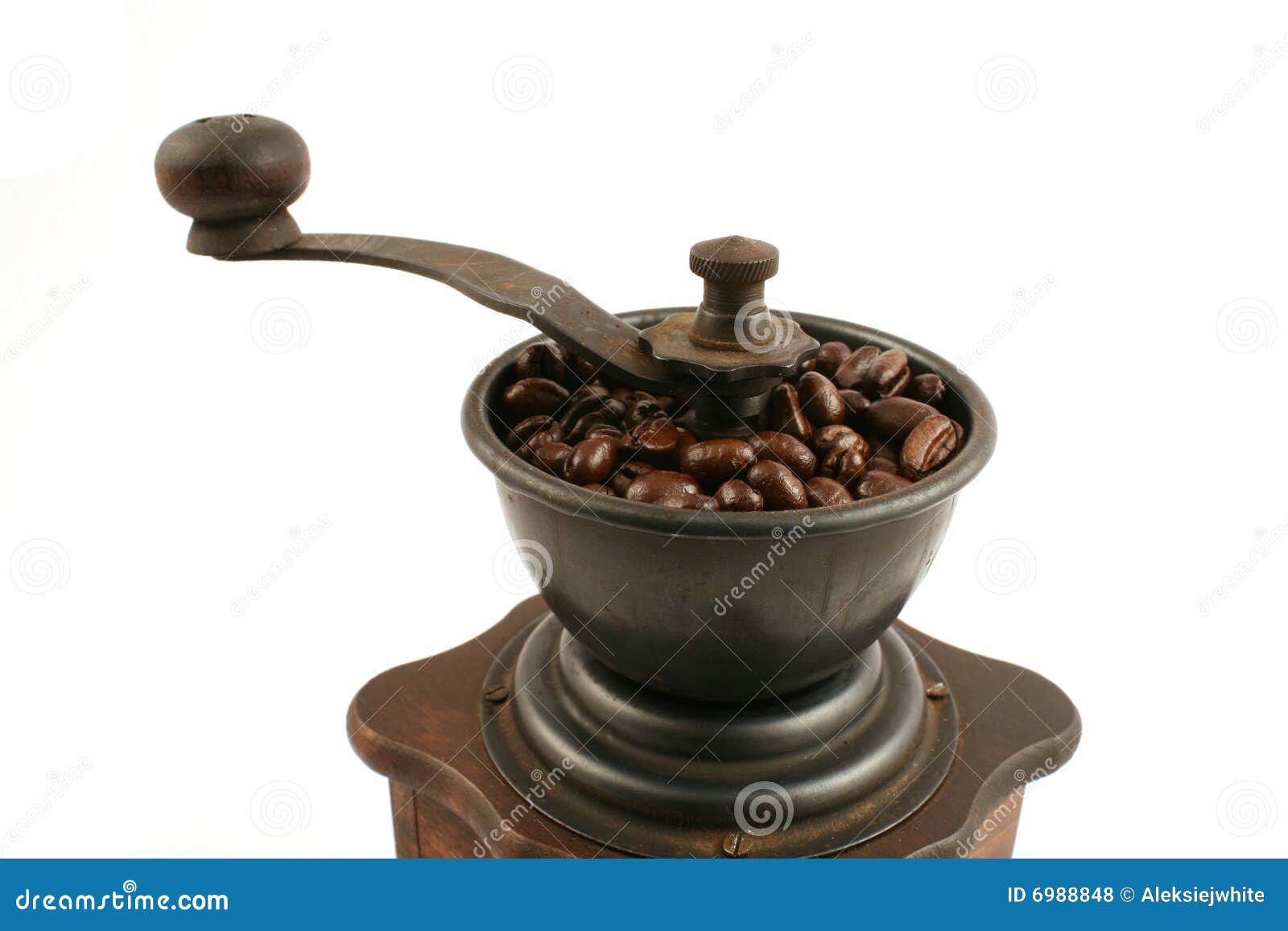 Wooden coffee grinder stock photo. Image of flavour, beans 6988848