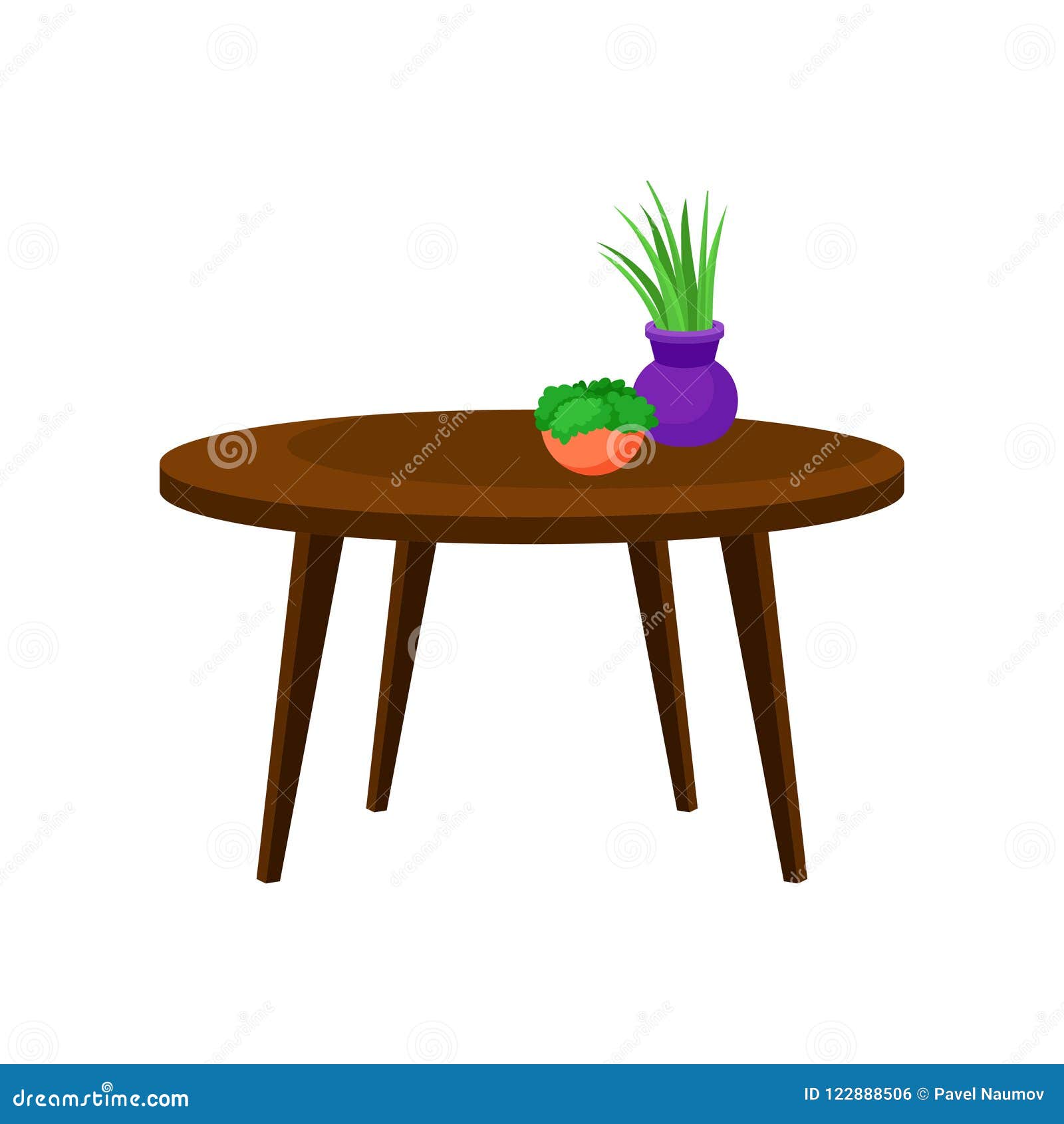 Wooden Coffee Table, Interior Design Element Vector Illustration on a White Background Stock