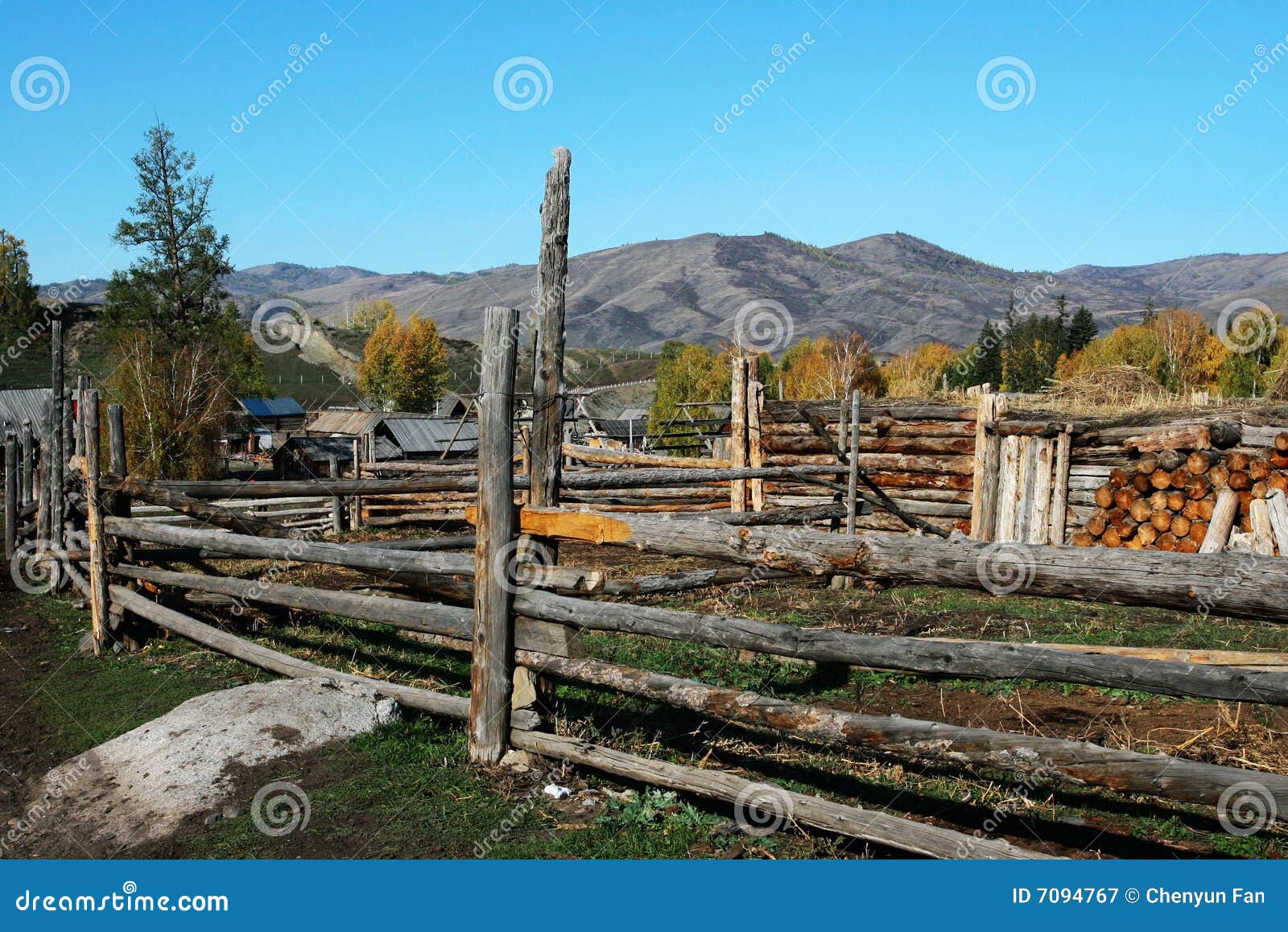 Wooden Corral stock image. Image of grassland, shack, hamlet - 7094767