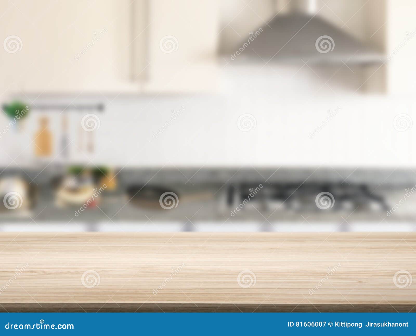 Wooden Counter Top With Kitchen Background Stock Image - Image of wood ...