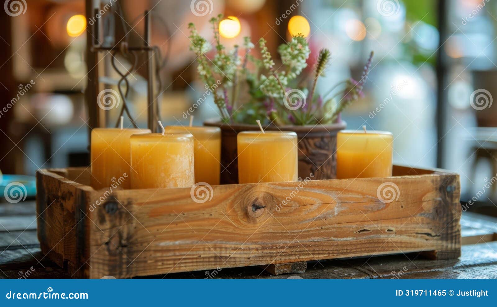 a wooden crate filled with locally sourced beeswax candles perfect for adding a calming atmosphere to any selfcare