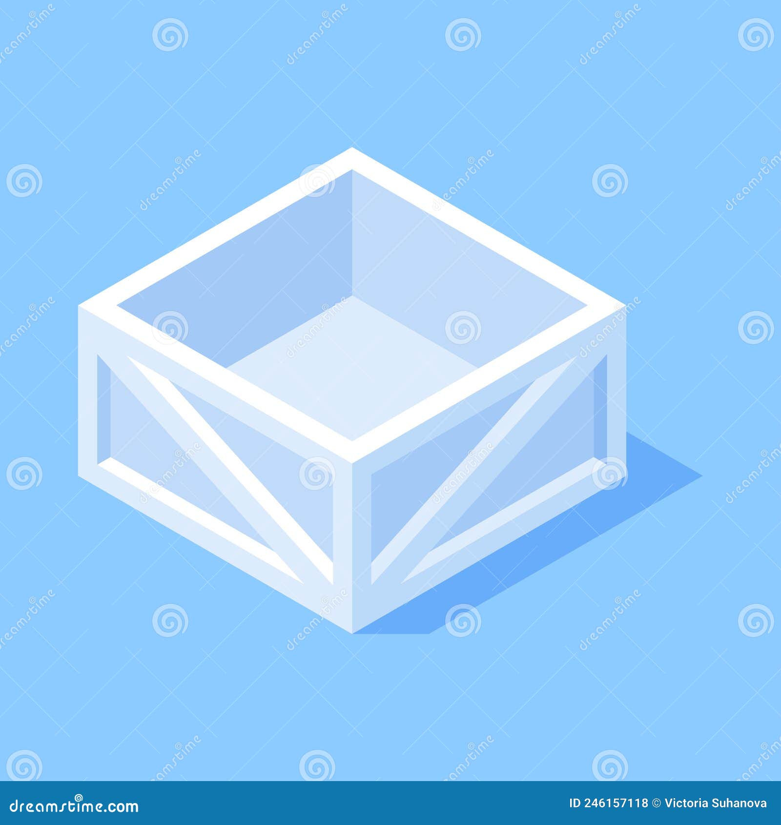 wooden crate open box cargo transportation package for goods import export delivery isometric 