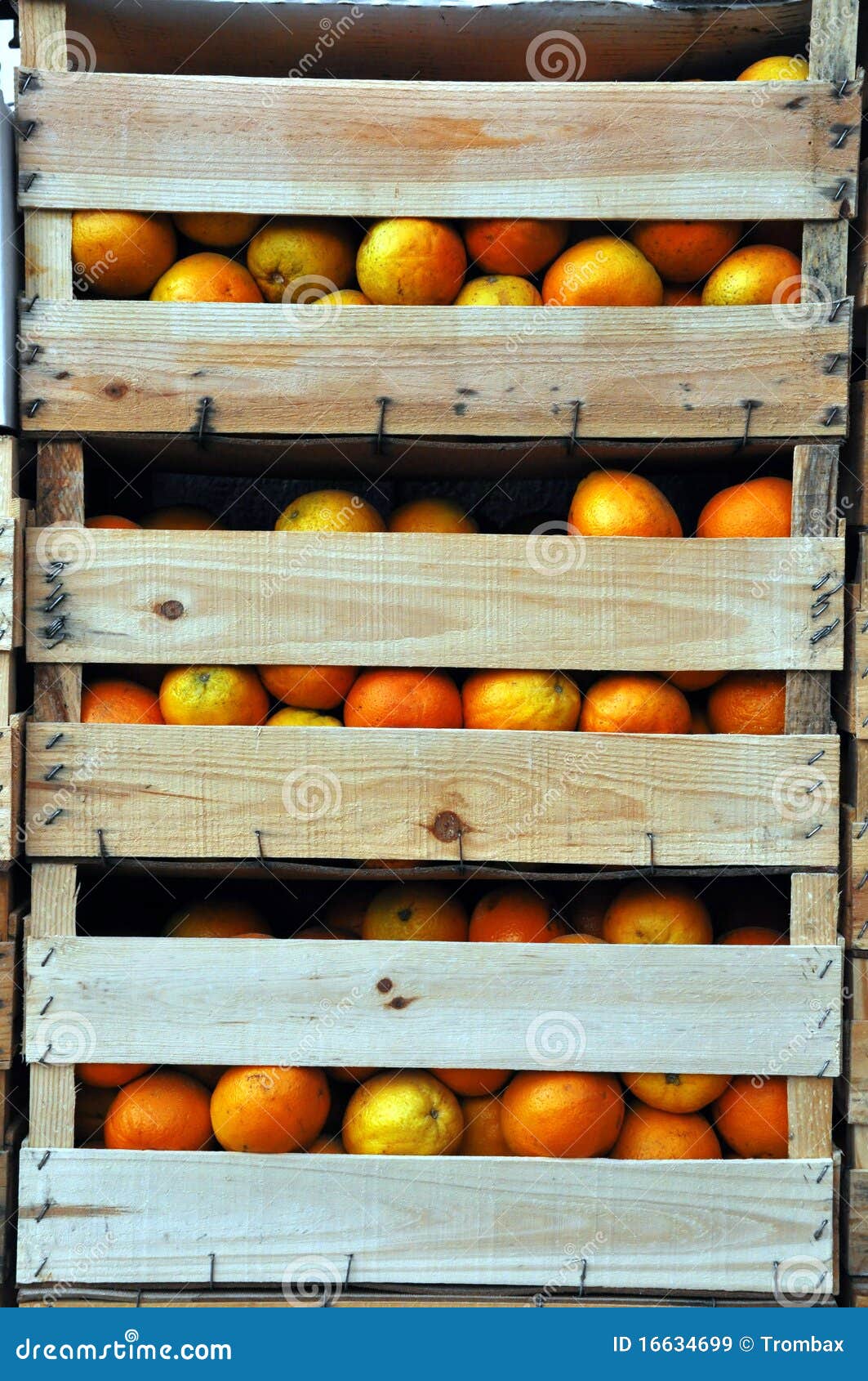 wooden crates with oranges