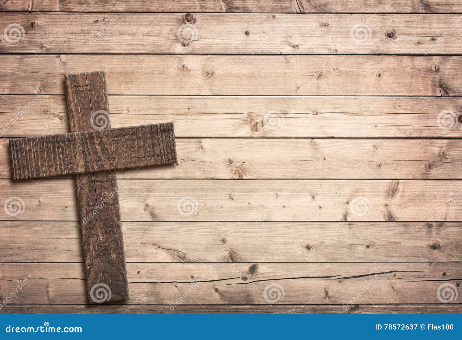 Wooden Cross on Brown Old Tabletop or Wall Surface Stock Image Image