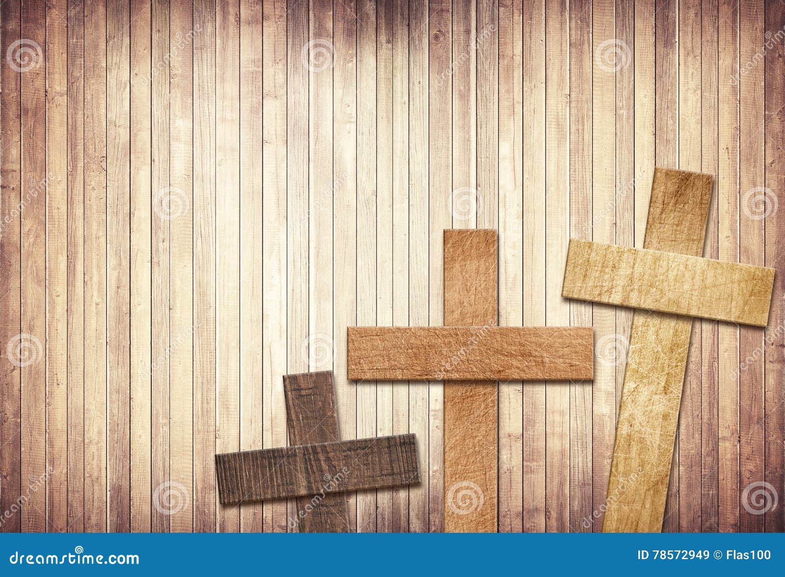 Wooden Cross on Brown Old Tabletop or Wall Surface Stock Image Image